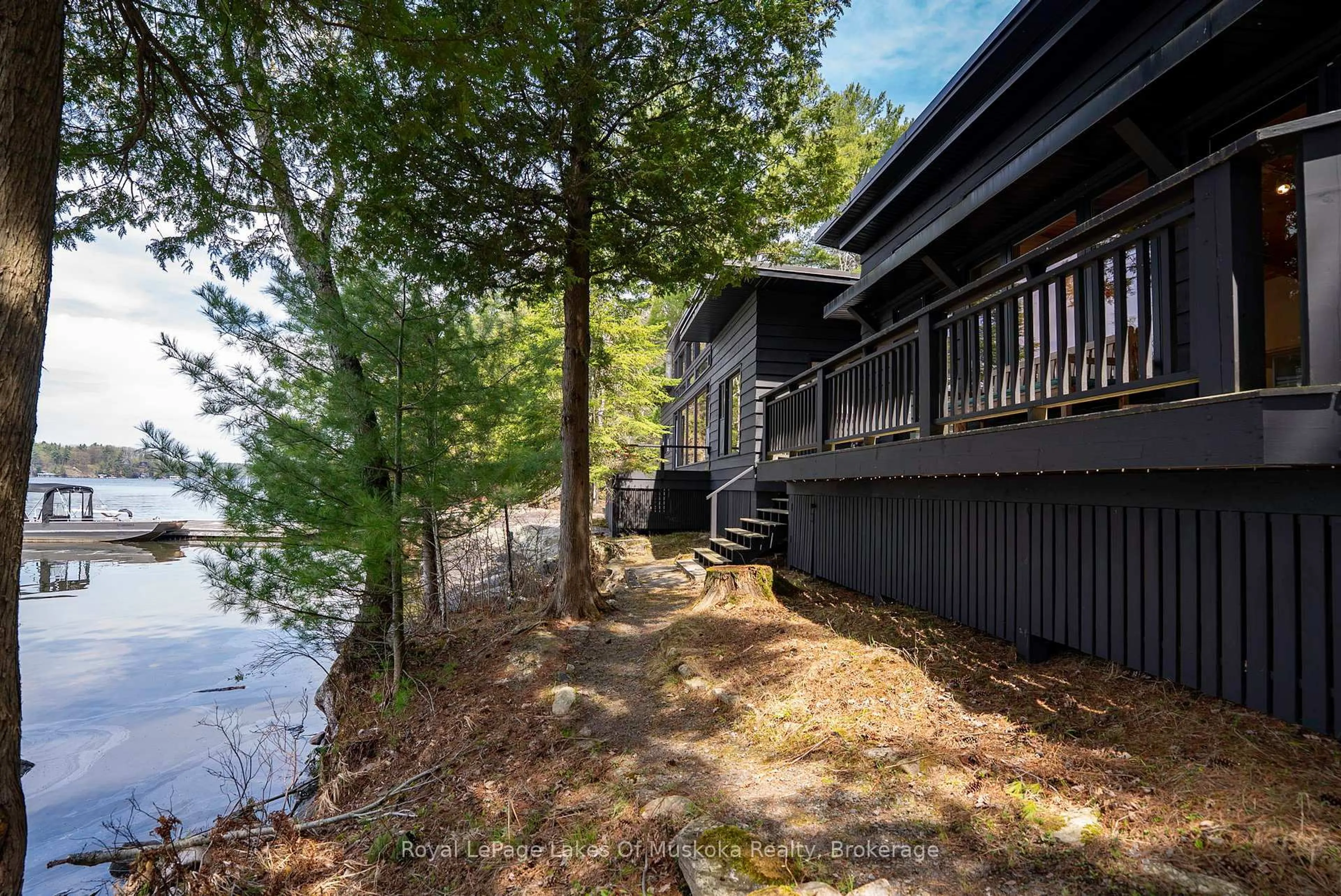 Patio, water/lake/river/ocean view for 2 R 8 North Bohemia Island N/A, Muskoka Lakes Ontario P0B 1P0
