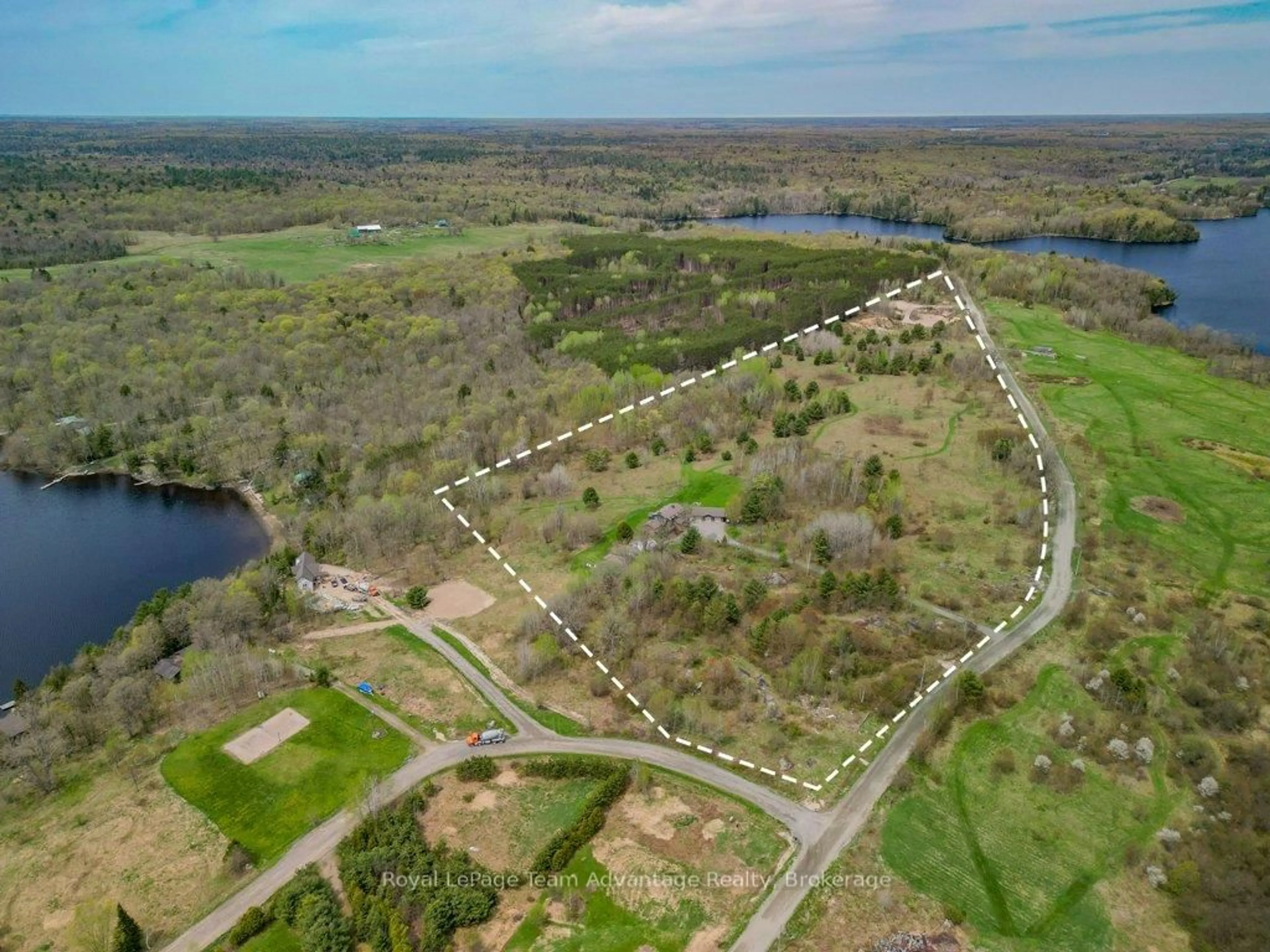 A pic from outside/outdoor area/front of a property/back of a property/a pic from drone, water/lake/river/ocean view for 25 Bradley Rd, Seguin Ontario P2A 0B6