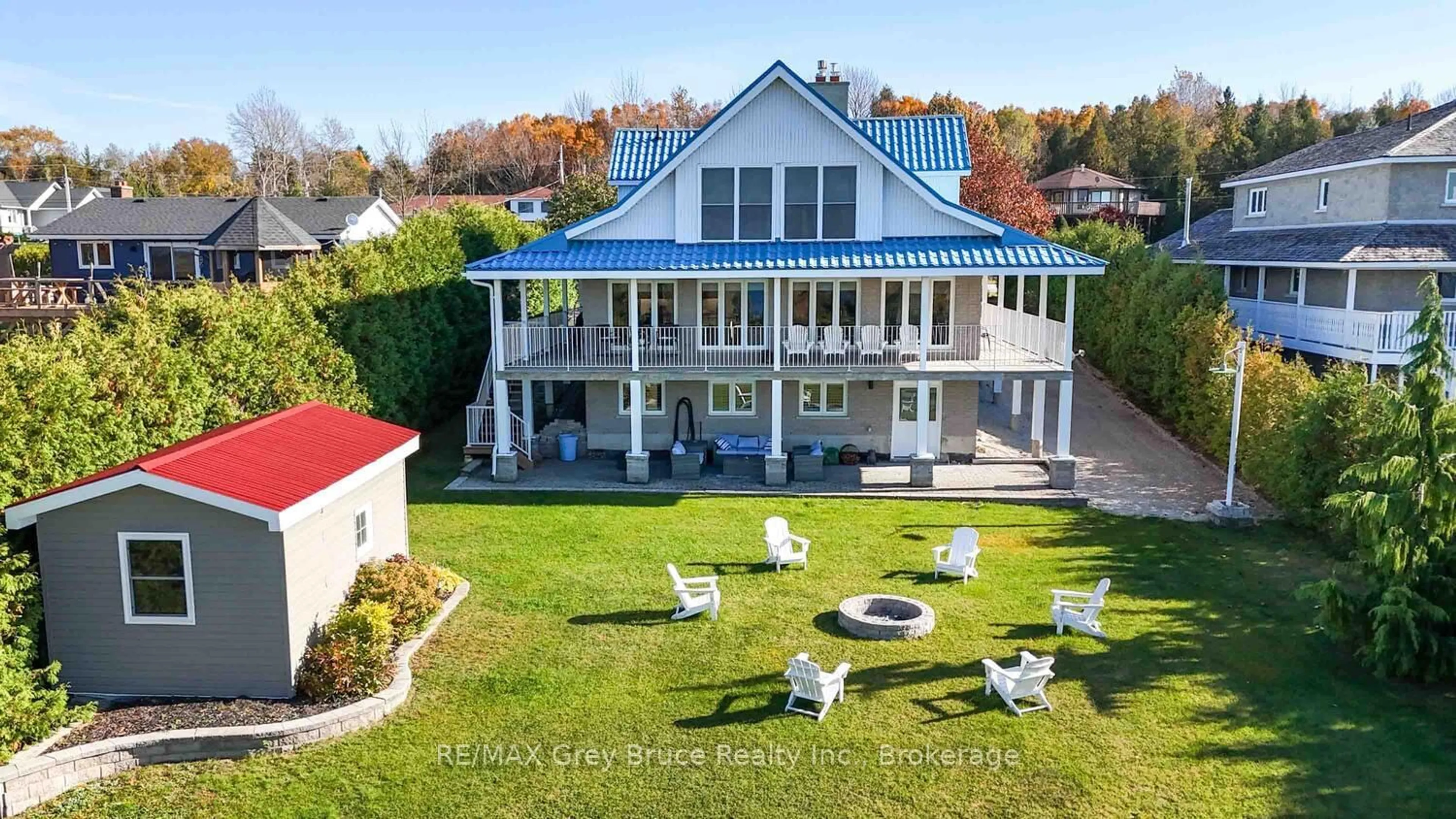 A pic from outside/outdoor area/front of a property/back of a property/a pic from drone, water/lake/river/ocean view for 151 Grandore St, Georgian Bluffs Ontario N0H 2T0