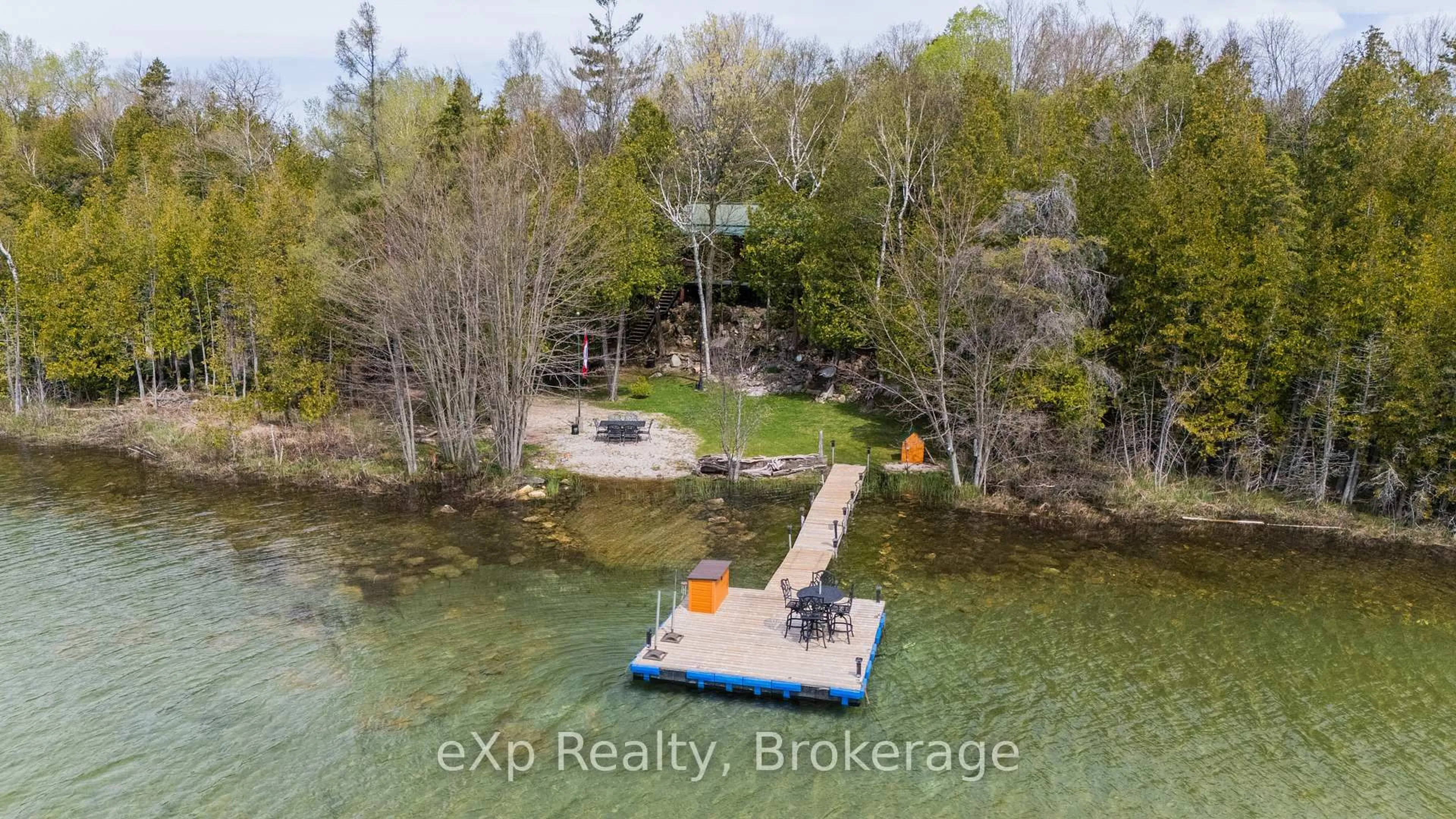 A pic from outside/outdoor area/front of a property/back of a property/a pic from drone, water/lake/river/ocean view for 37 Hope Dr, Northern Bruce Peninsula Ontario N0H 1Z0