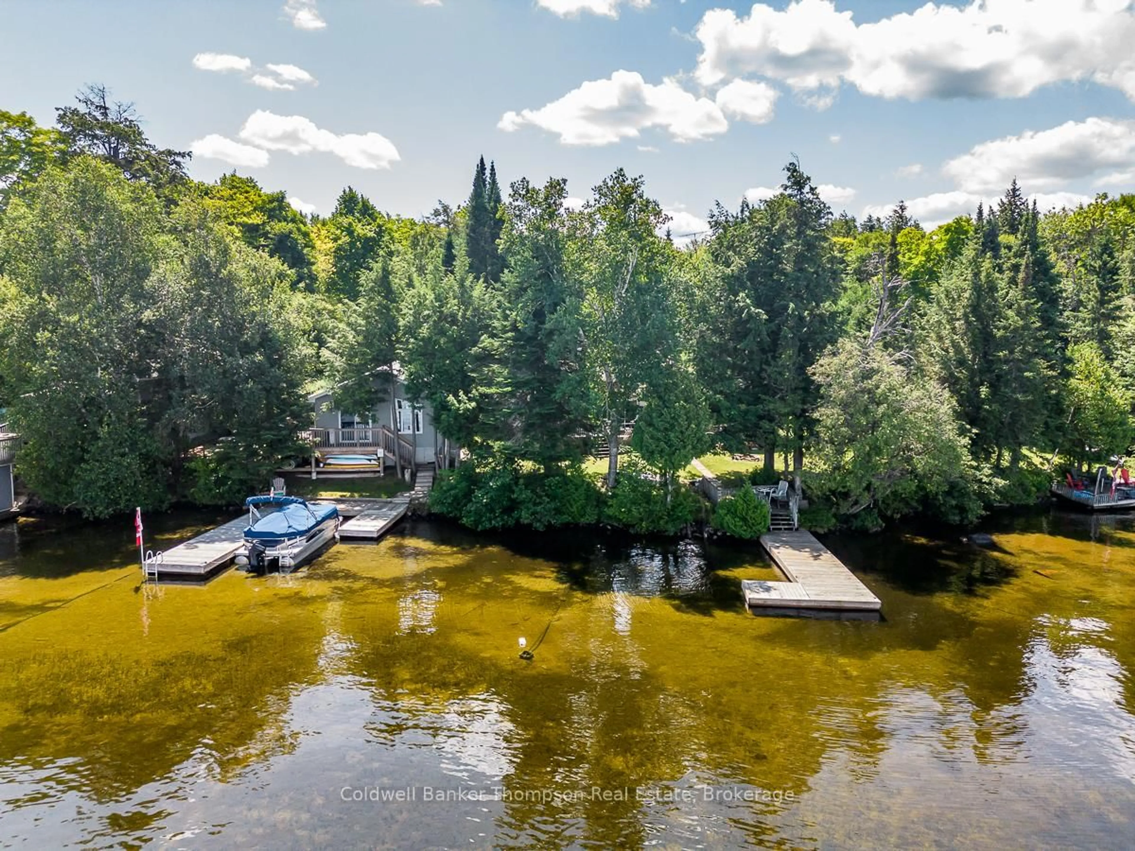 A pic from outside/outdoor area/front of a property/back of a property/a pic from drone, water/lake/river/ocean view for 1381 OLD 117 N/A, Lake of Bays Ontario P0B 1A0