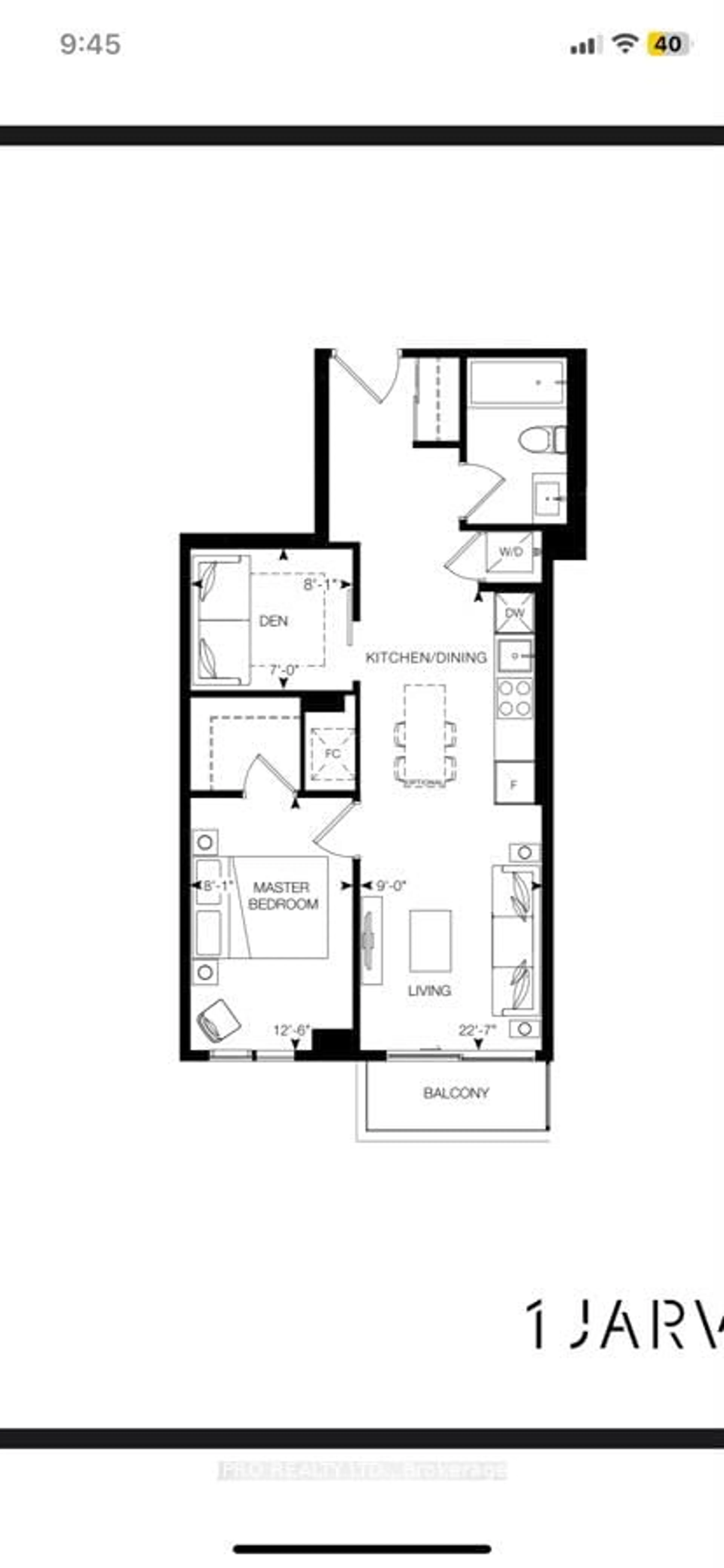 Floor plan for 1 Jarvis St #828, Hamilton Ontario L8R 3J2