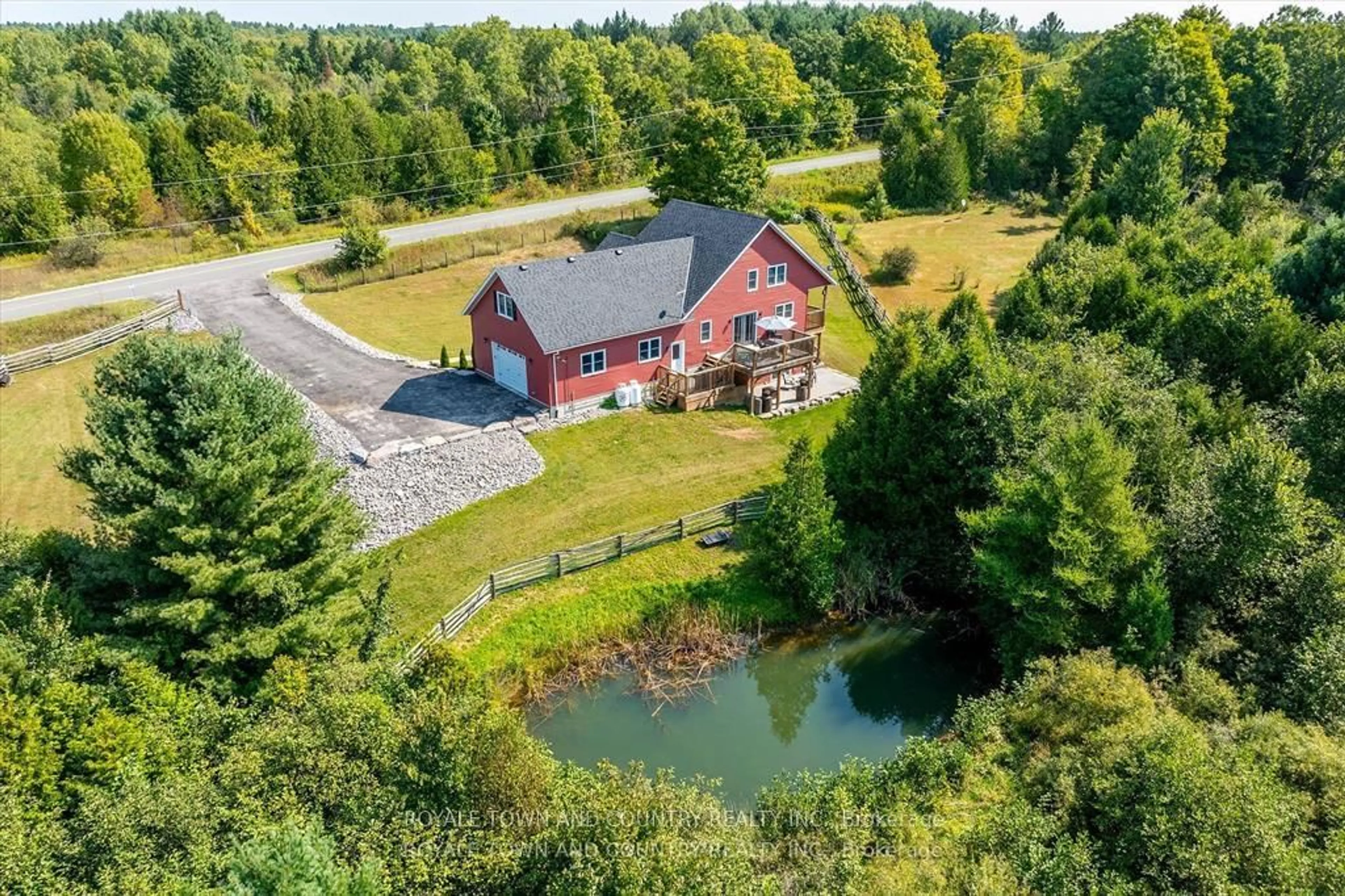 A pic from outside/outdoor area/front of a property/back of a property/a pic from drone, water/lake/river/ocean view for 299 Barry Rd, Madoc Ontario K0K 2K0