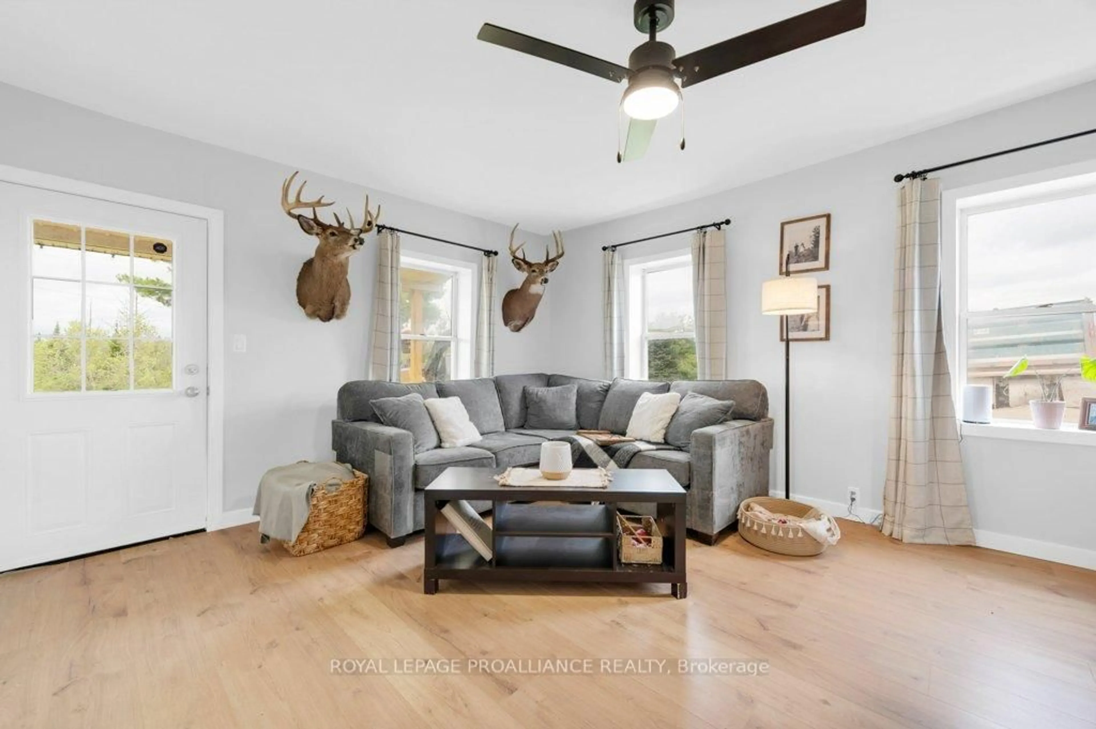 Living room with furniture, wood/laminate floor for 878 Barry Rd, Madoc Ontario K0K 2K0