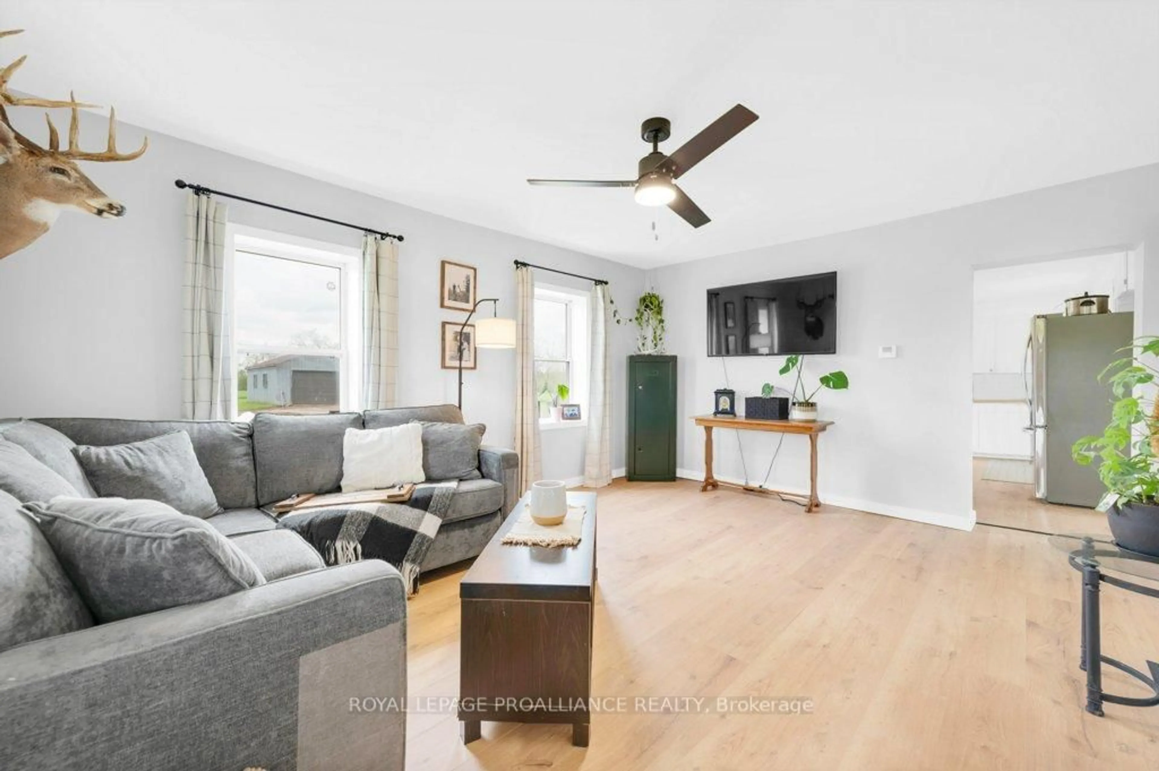 Living room with furniture, wood/laminate floor for 878 Barry Rd, Madoc Ontario K0K 2K0
