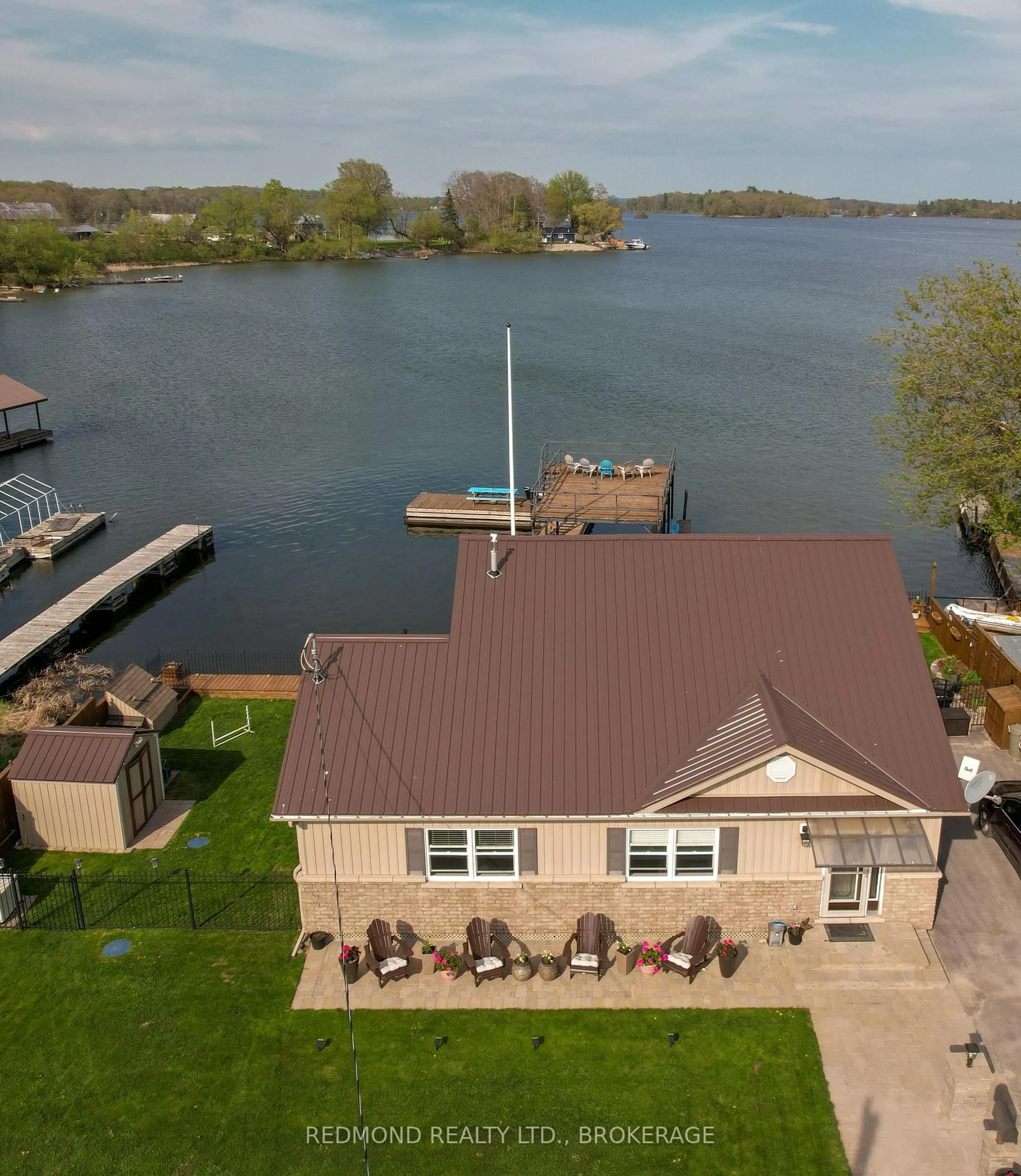 A pic from outside/outdoor area/front of a property/back of a property/a pic from drone, water/lake/river/ocean view for 356 HOWE ISLAND FERRY Rd, Gananoque Ontario K7G 2V5