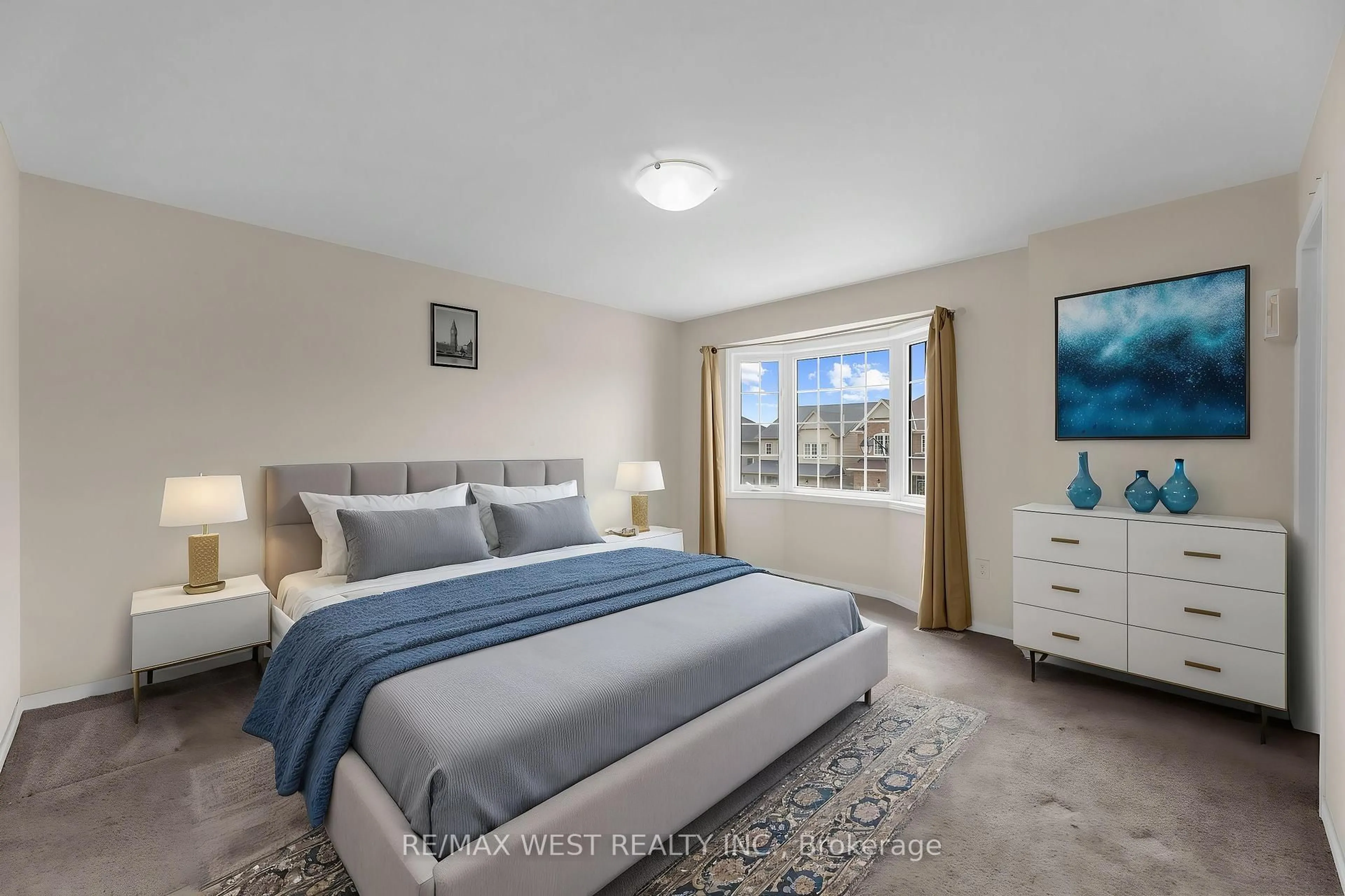 Bedroom with bed, carpet floor for 75 Warner Lane, Brantford Ontario N3T 0J4