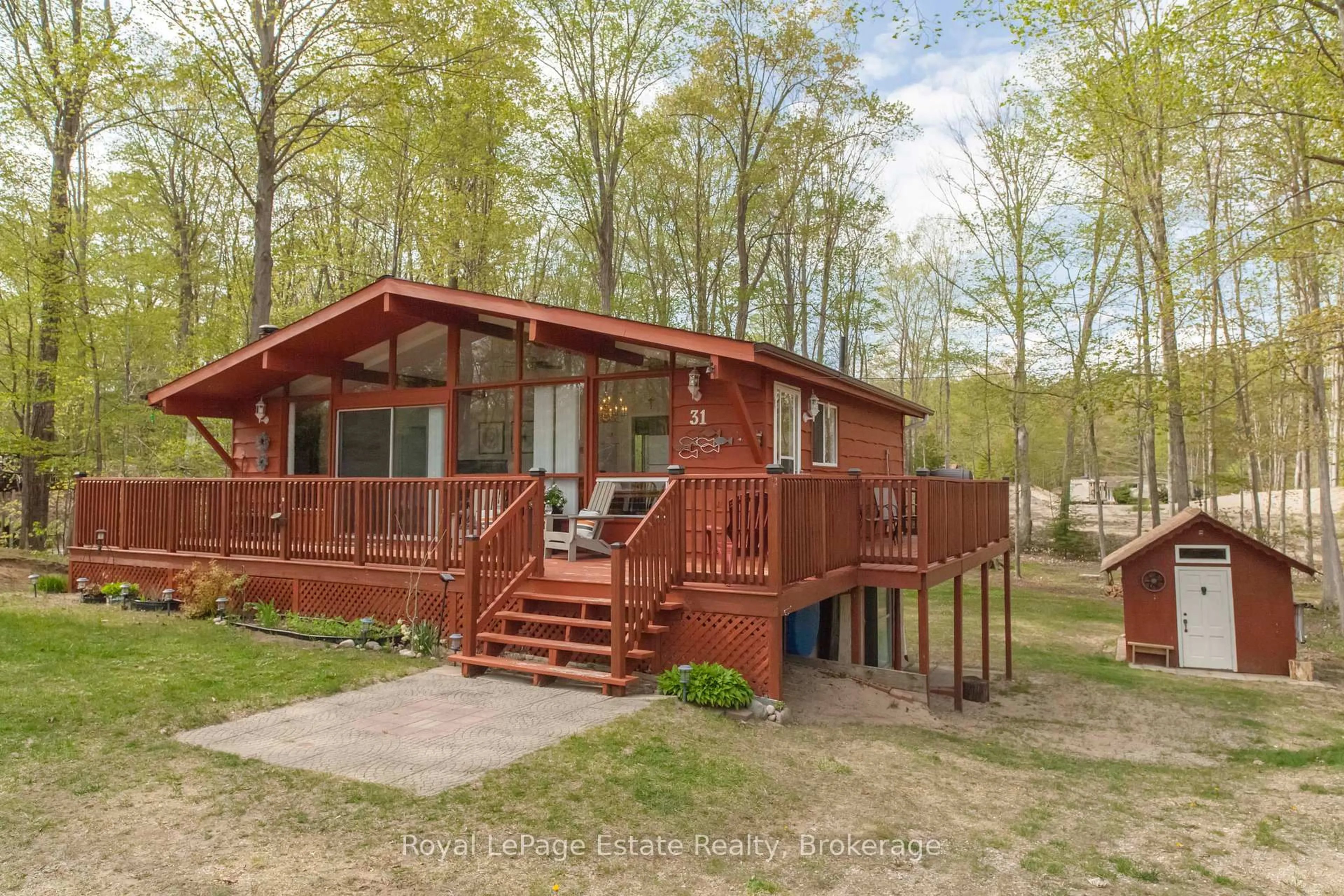 A pic from outside/outdoor area/front of a property/back of a property/a pic from drone, water/lake/river/ocean view for 31 Deer Trail Rd, South Bruce Peninsula Ontario N0H 2G0