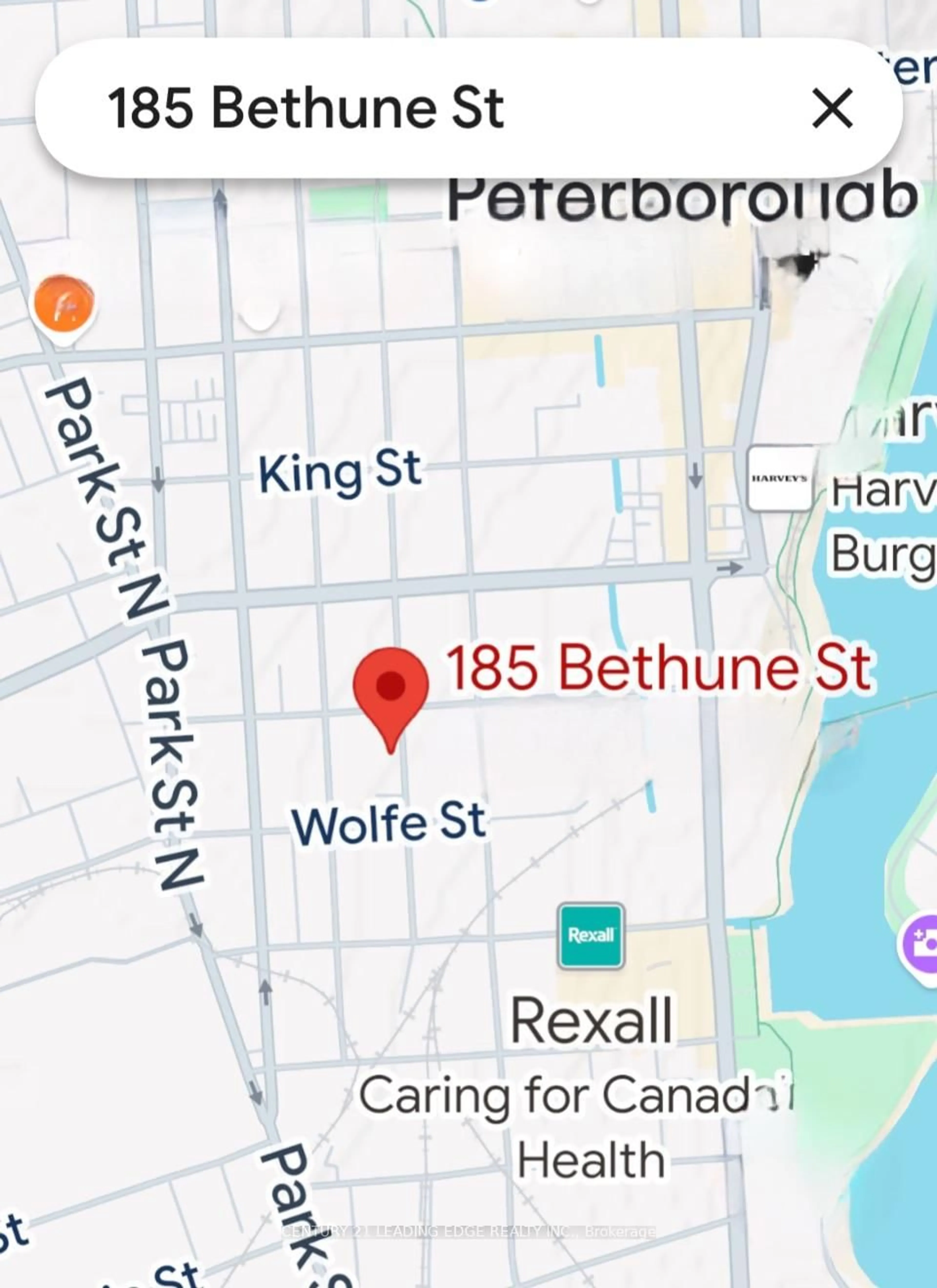 Picture of a map for 185-187 Bethune St, Peterborough Central Ontario K9J 3L3