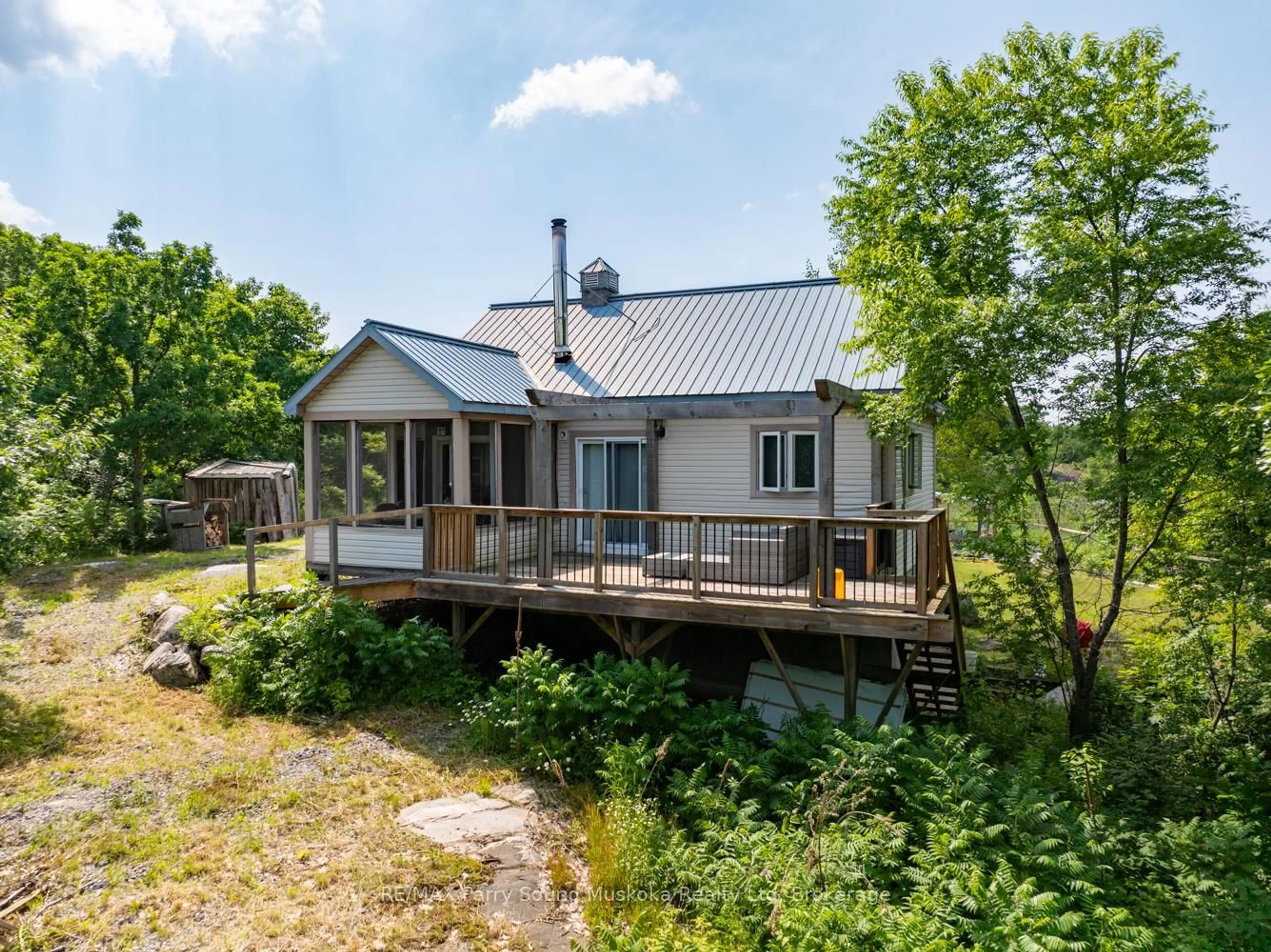 A pic from outside/outdoor area/front of a property/back of a property/a pic from drone, water/lake/river/ocean view for 166 MYERS LAKE Rd, Georgian Bay Ontario P0C 1H0