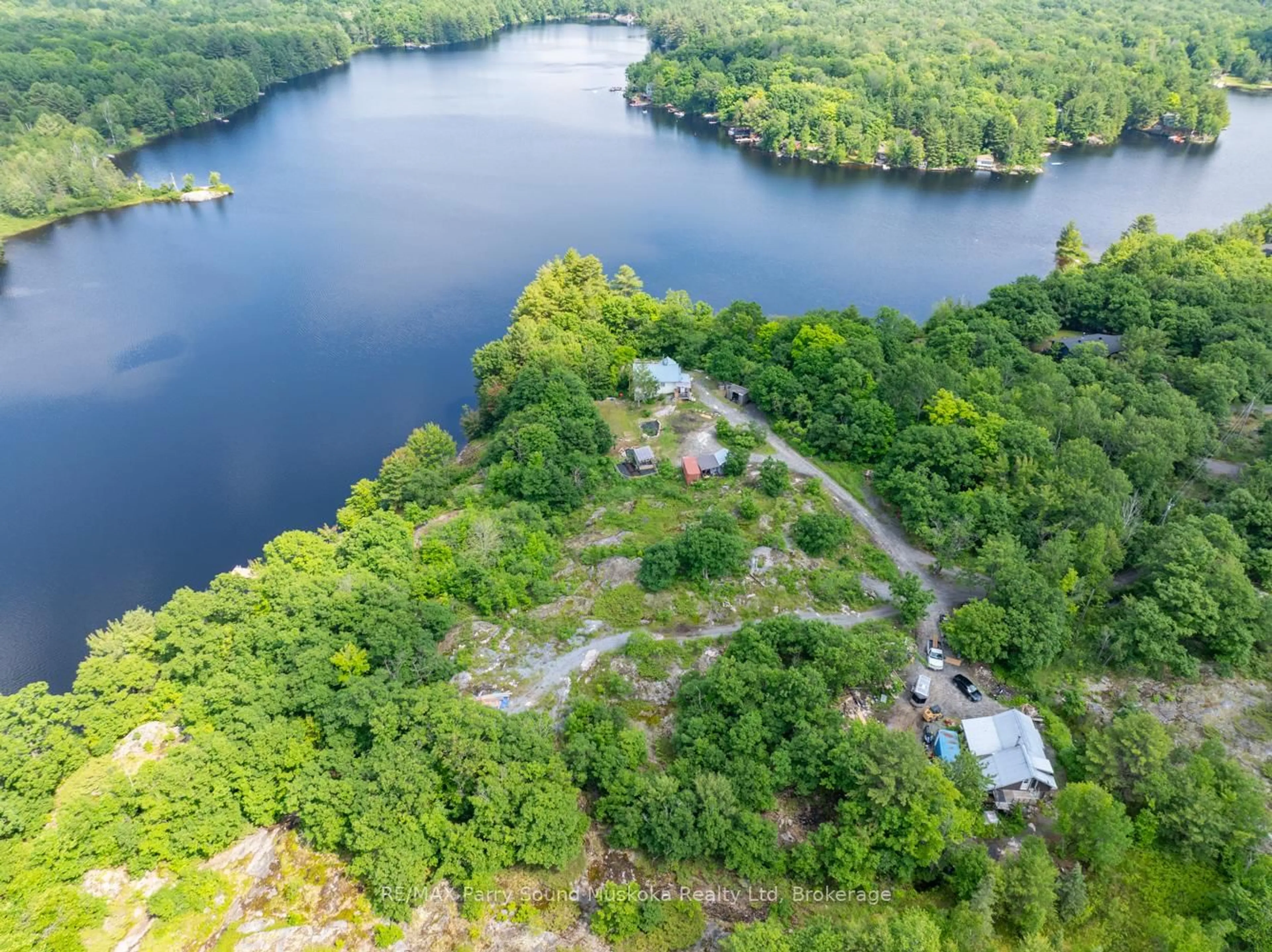 A pic from outside/outdoor area/front of a property/back of a property/a pic from drone, water/lake/river/ocean view for 166 MYERS LAKE Rd, Georgian Bay Ontario P0C 1H0