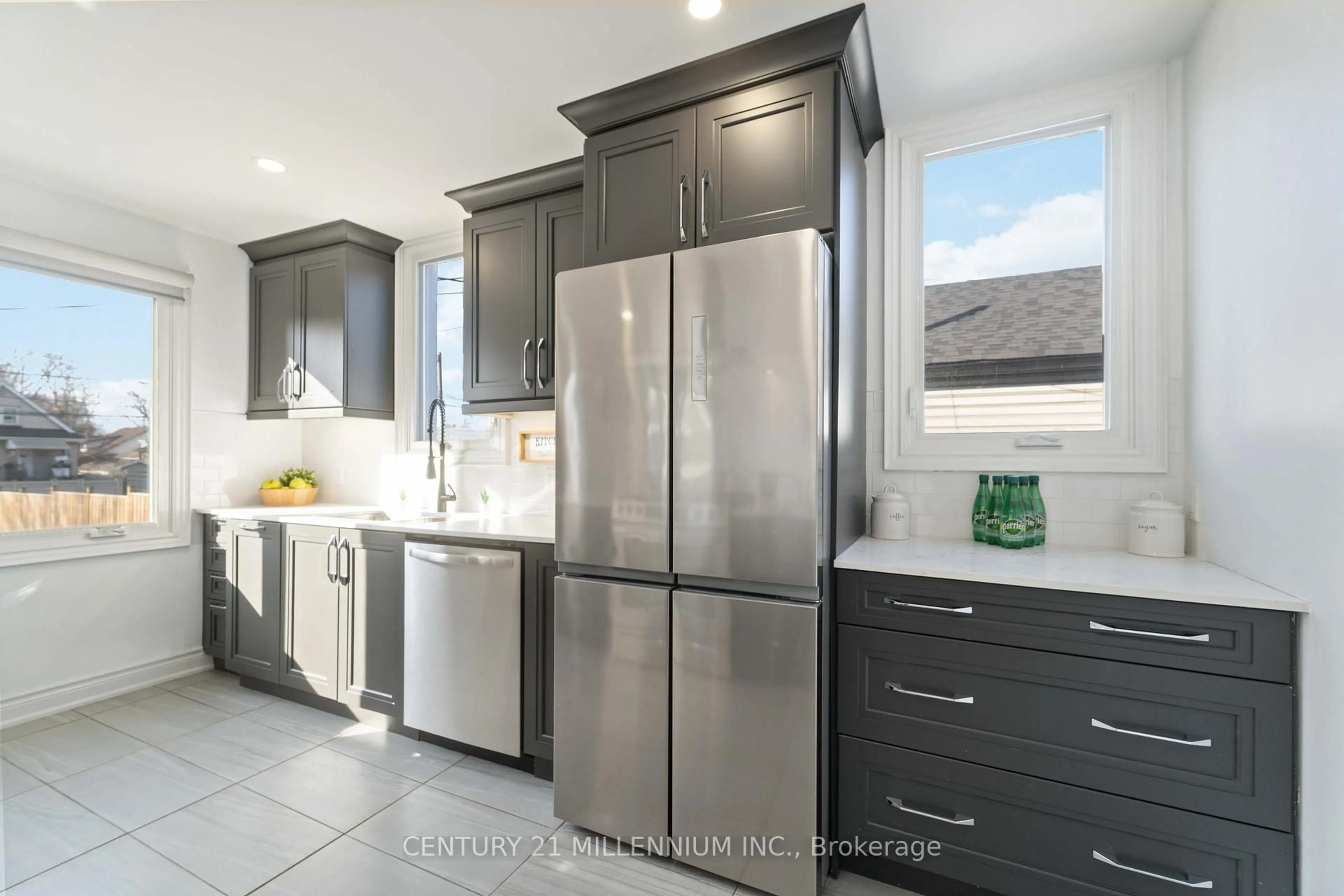 Contemporary kitchen, ceramic/tile floor for 599 Beach Blvd, Hamilton Ontario L8H 6X8