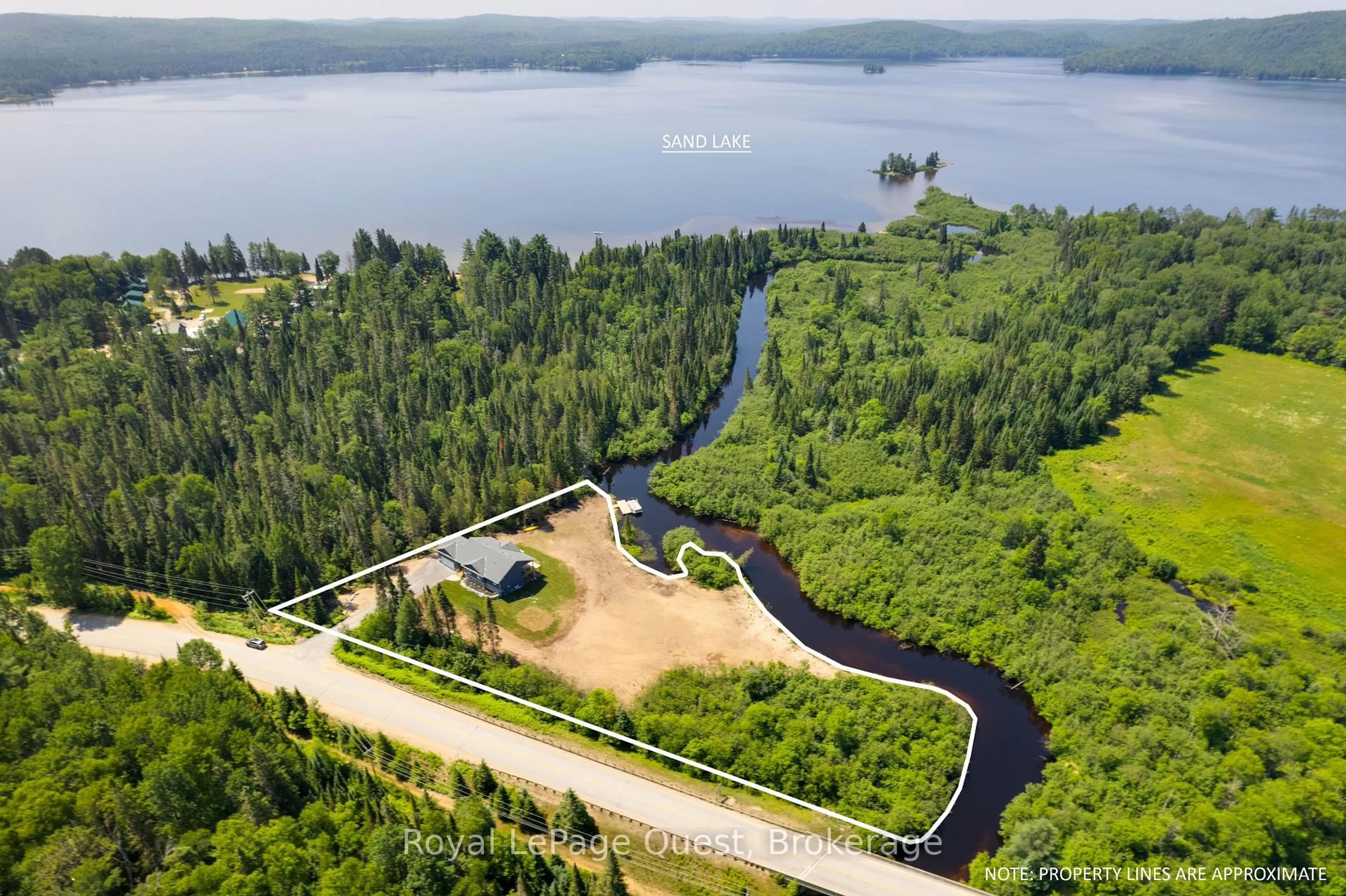 A pic from outside/outdoor area/front of a property/back of a property/a pic from drone, water/lake/river/ocean view for 4400 518 Highway East N/A, Kearney Ontario P0A 1M0