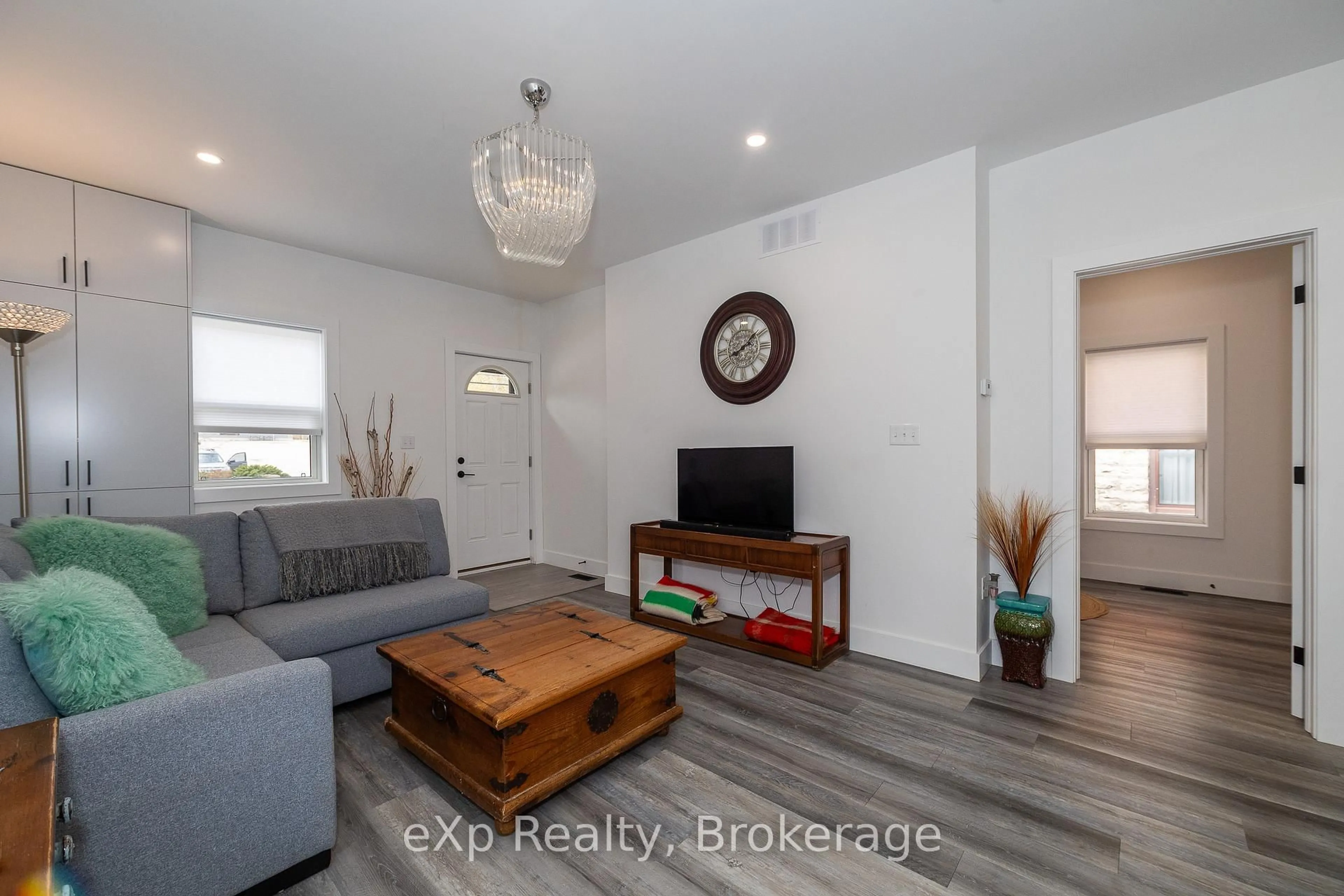 Living room with furniture, wood/laminate floor for 360 Frank St, South Bruce Peninsula Ontario N0H 2T0