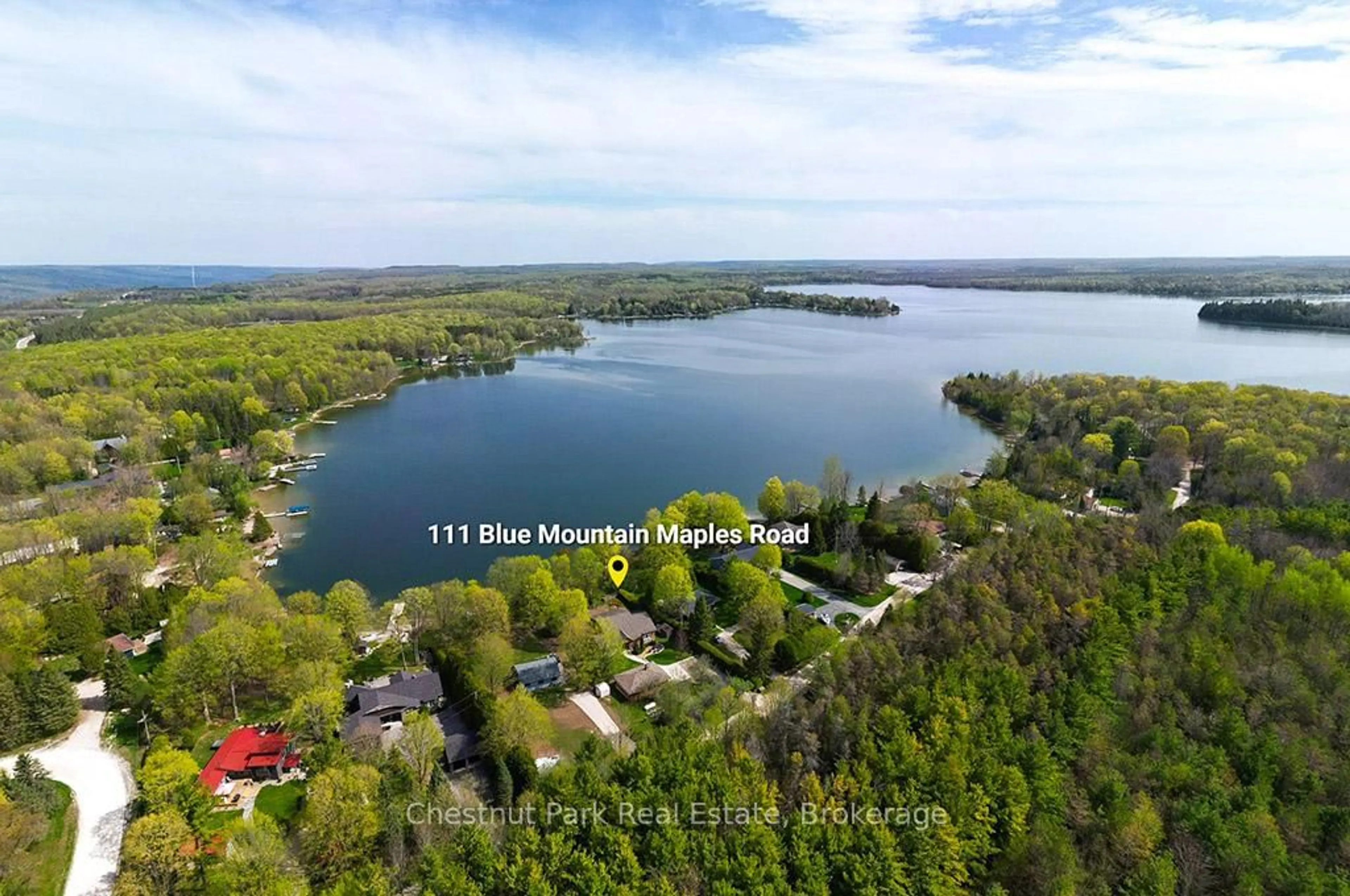 A pic from outside/outdoor area/front of a property/back of a property/a pic from drone, water/lake/river/ocean view for 111 Blue Mountain Maples Rd, Grey Highlands Ontario N0C 1E0