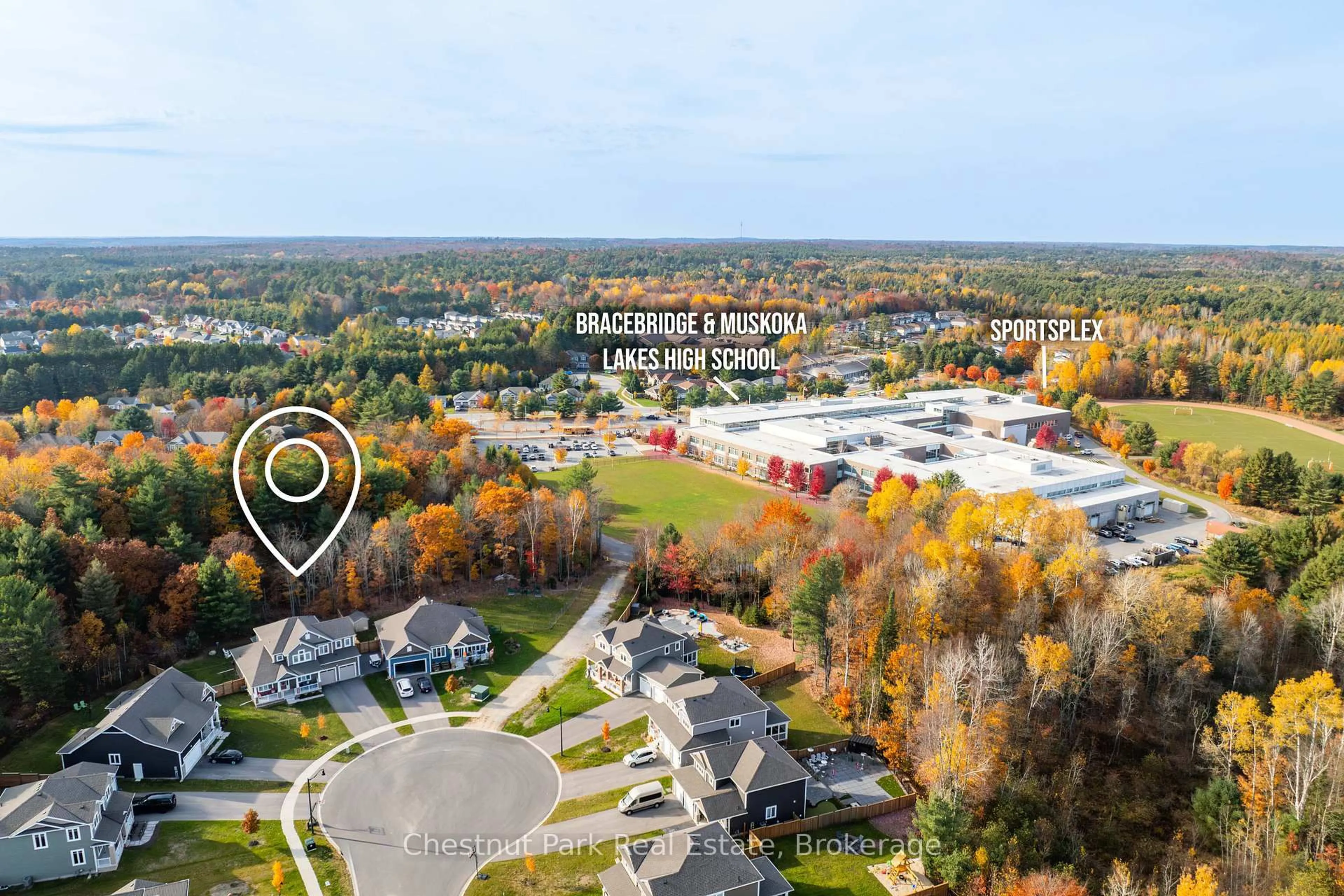 A pic from outside/outdoor area/front of a property/back of a property/a pic from drone, mountain view for 79 CHAMBERY St, Bracebridge Ontario P1L 0G2
