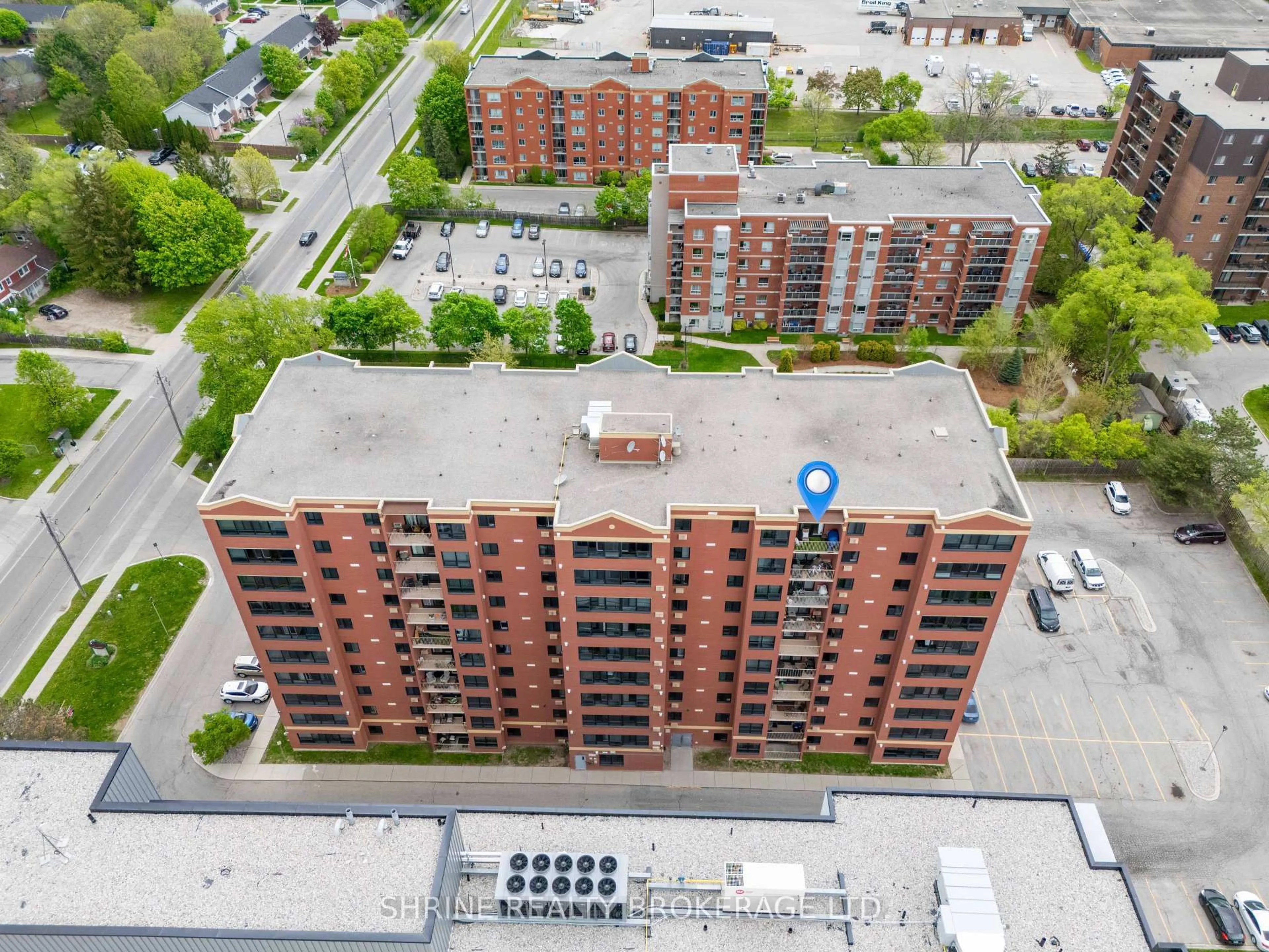 A pic from outside/outdoor area/front of a property/back of a property/a pic from drone, city buildings view from balcony for 95 Baseline Rd #1007, London South Ontario N6J 4X3