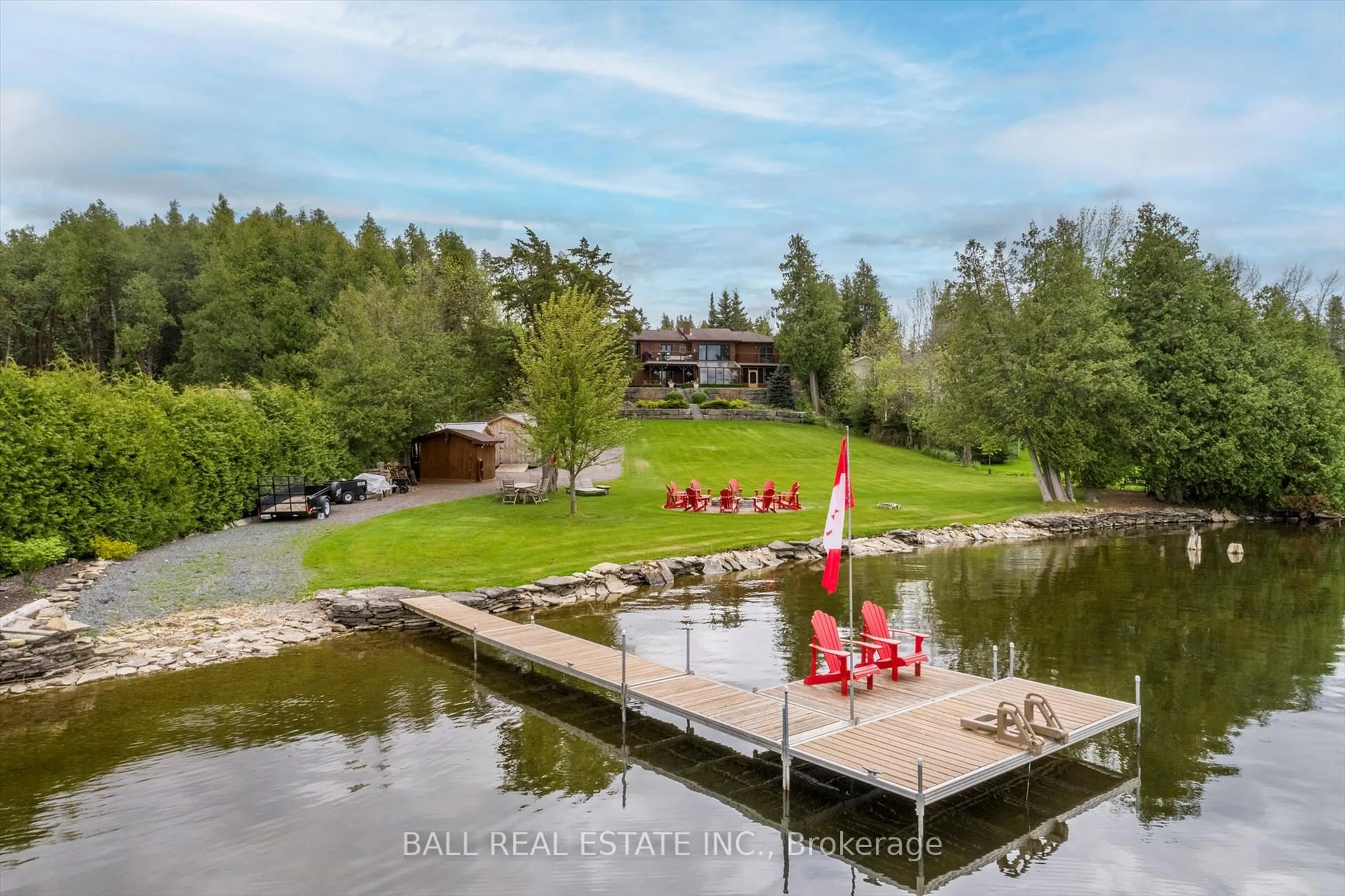 A pic from outside/outdoor area/front of a property/back of a property/a pic from drone, water/lake/river/ocean view for 110 Lakeview Dr, Trent Hills Ontario K0L 1L0