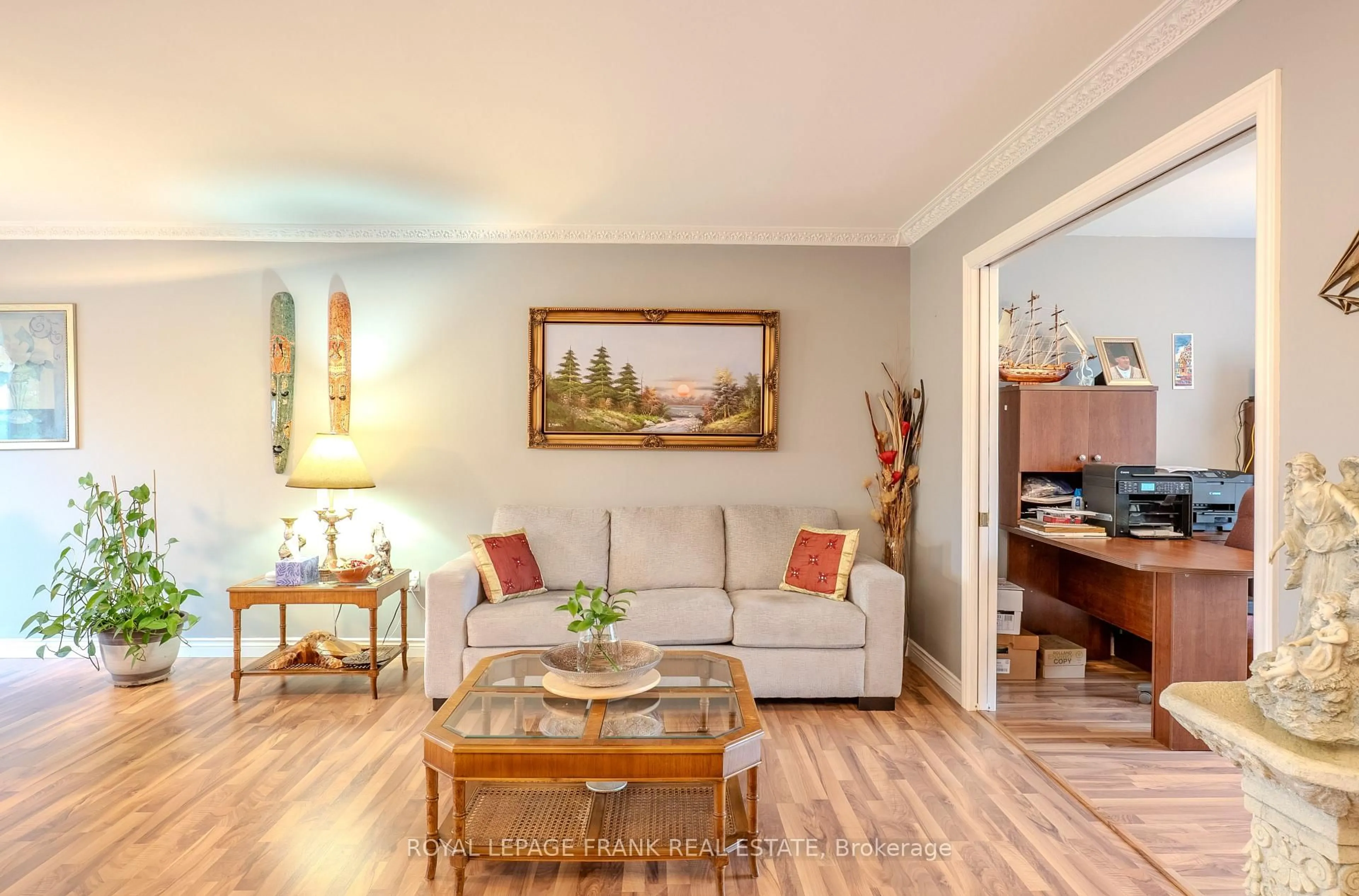 Living room with furniture, wood/laminate floor for 5 Hillview Dr, Kawartha Lakes Ontario K0M 1A0