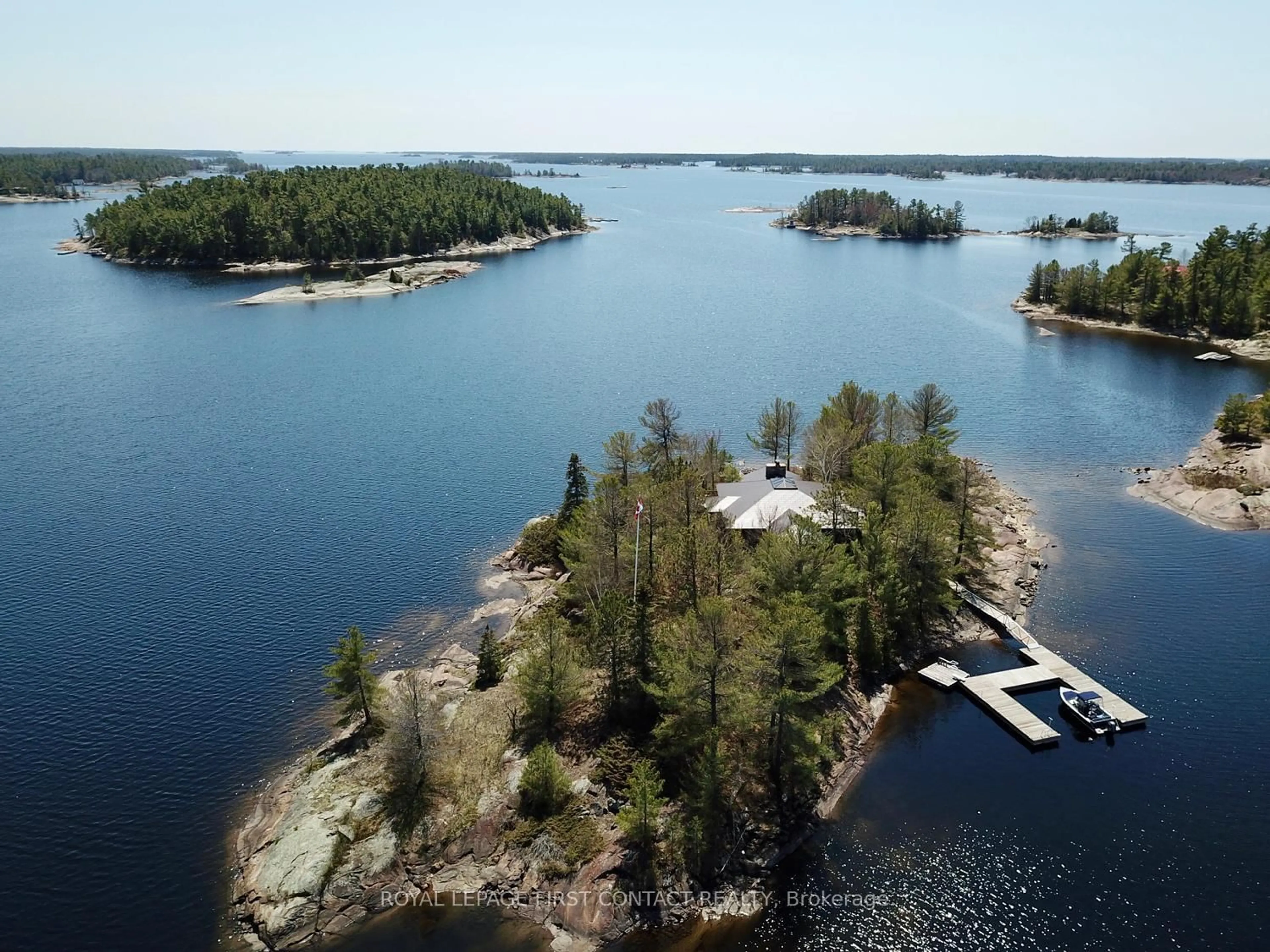 A pic from outside/outdoor area/front of a property/back of a property/a pic from drone, water/lake/river/ocean view for 1 A52 Island N/A, The Archipelago Ontario P0G 1K0
