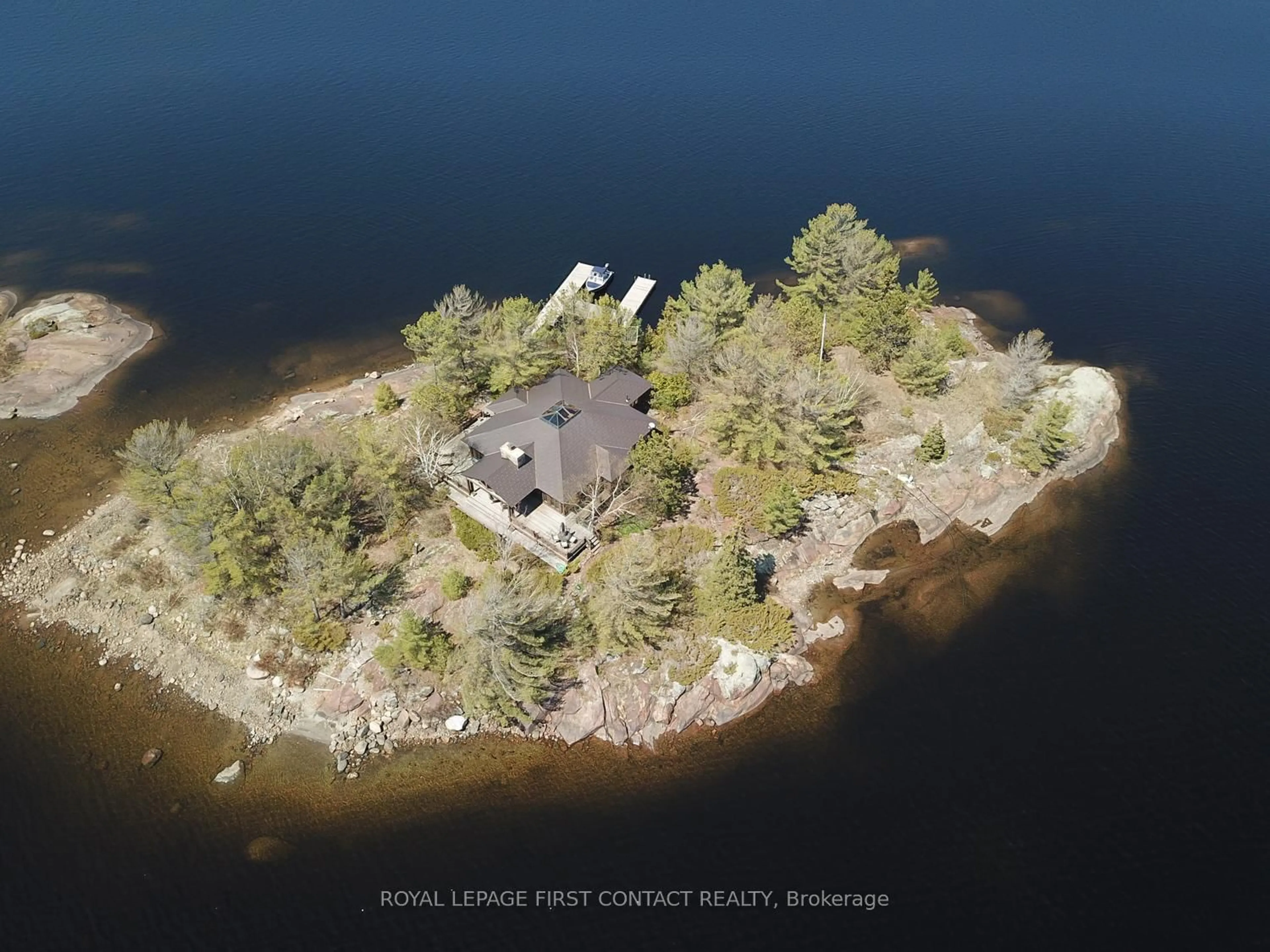 A pic from outside/outdoor area/front of a property/back of a property/a pic from drone, water/lake/river/ocean view for 1 A52 Island N/A, The Archipelago Ontario P0G 1K0