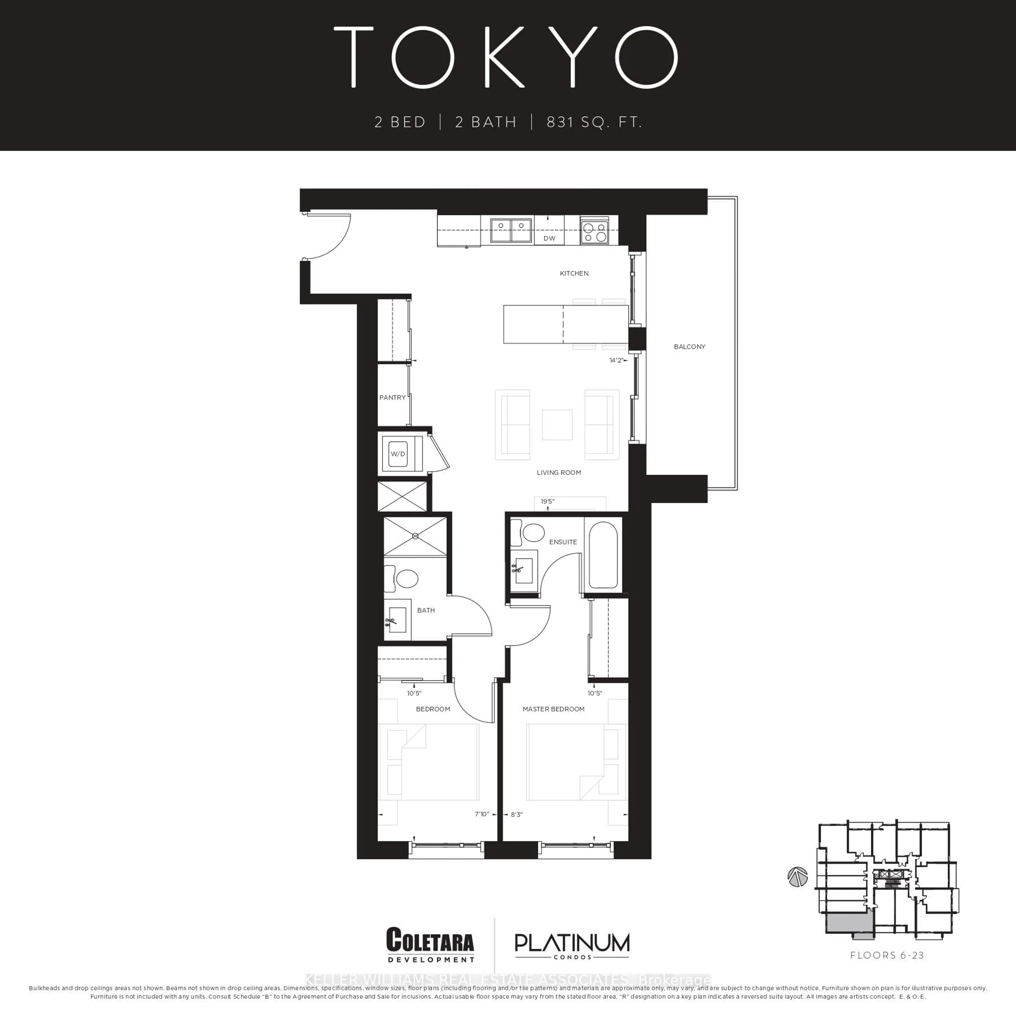 Floor plan for 15 Queen St #1702, Hamilton Ontario L8P 0C6
