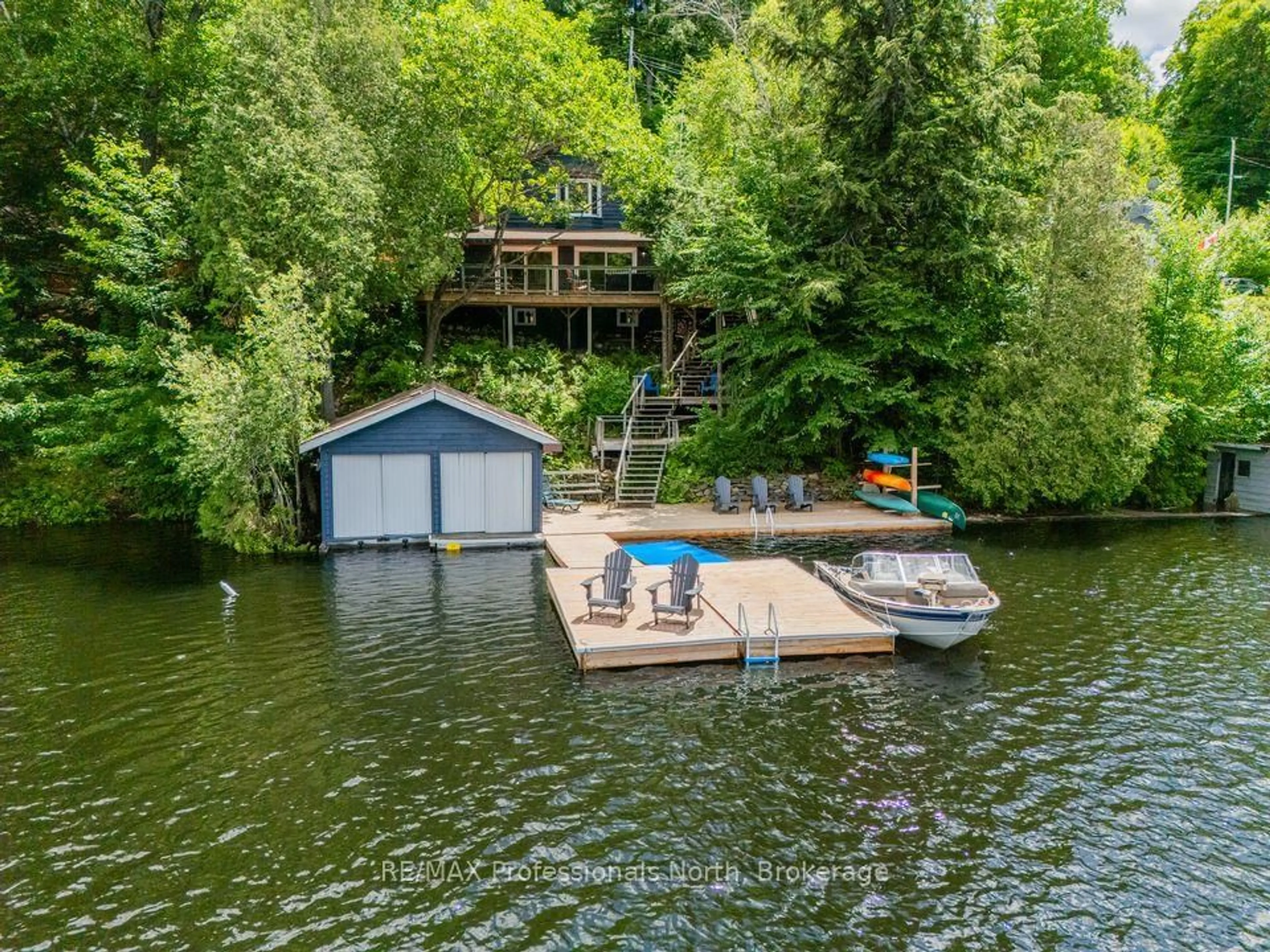 A pic from outside/outdoor area/front of a property/back of a property/a pic from drone, water/lake/river/ocean view for 1345 SINCLAIR Tr #Kawagama Lake, Algonquin Highlands Ontario P0A 1E0