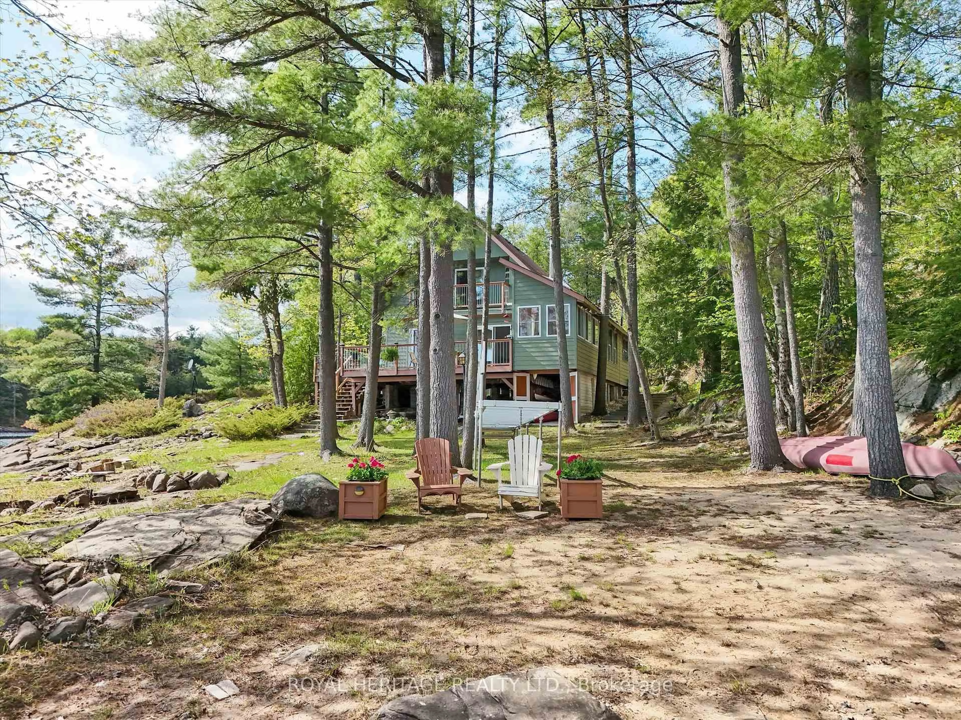 A pic from outside/outdoor area/front of a property/back of a property/a pic from drone, forest/trees view for 1346 Wahta #2 Rd, Georgian Bay Ontario P0C 1A0