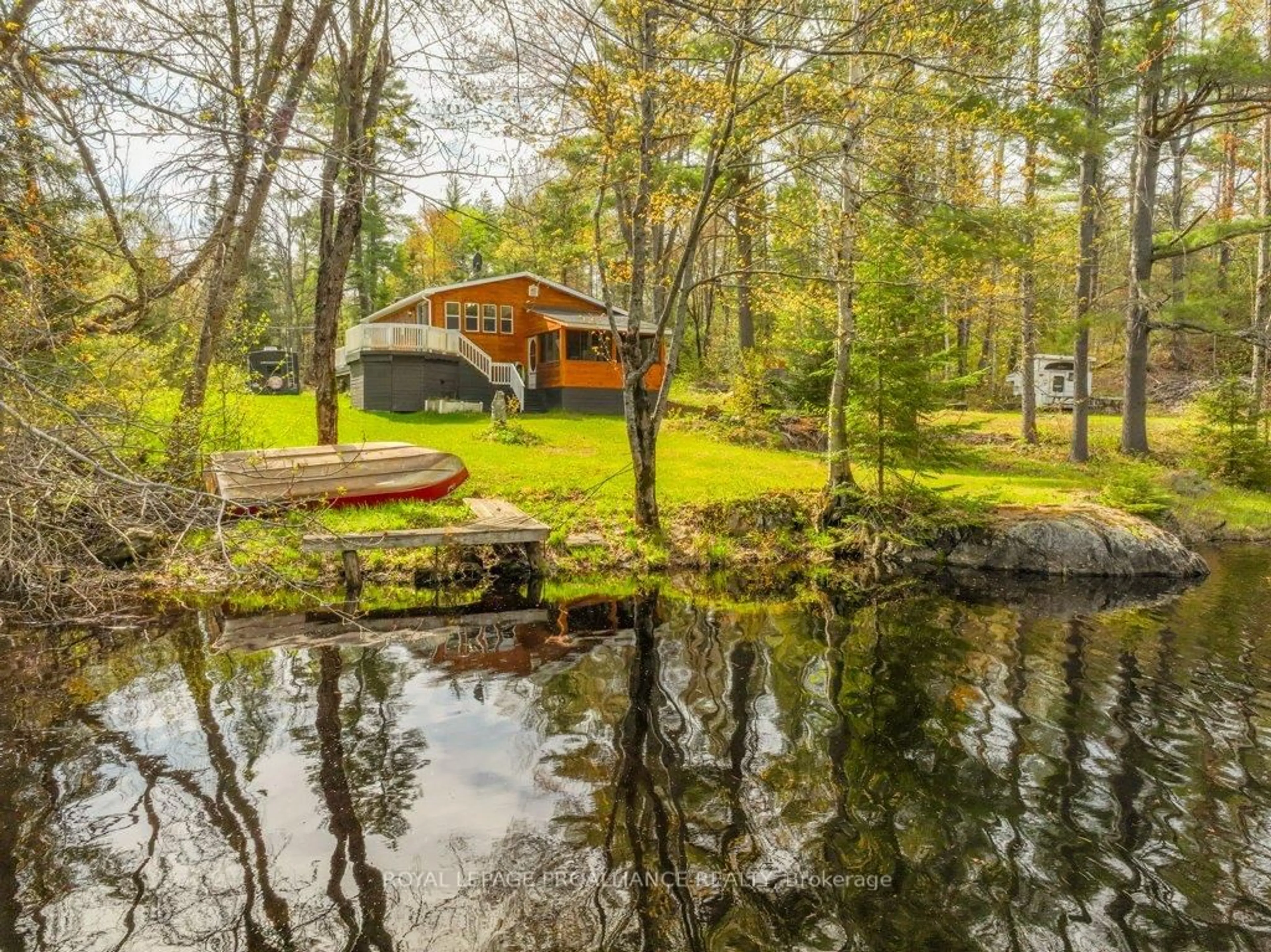 A pic from outside/outdoor area/front of a property/back of a property/a pic from drone, water/lake/river/ocean view for 1058 Jacques Bay Rd, Cloyne Ontario K0H 1K0