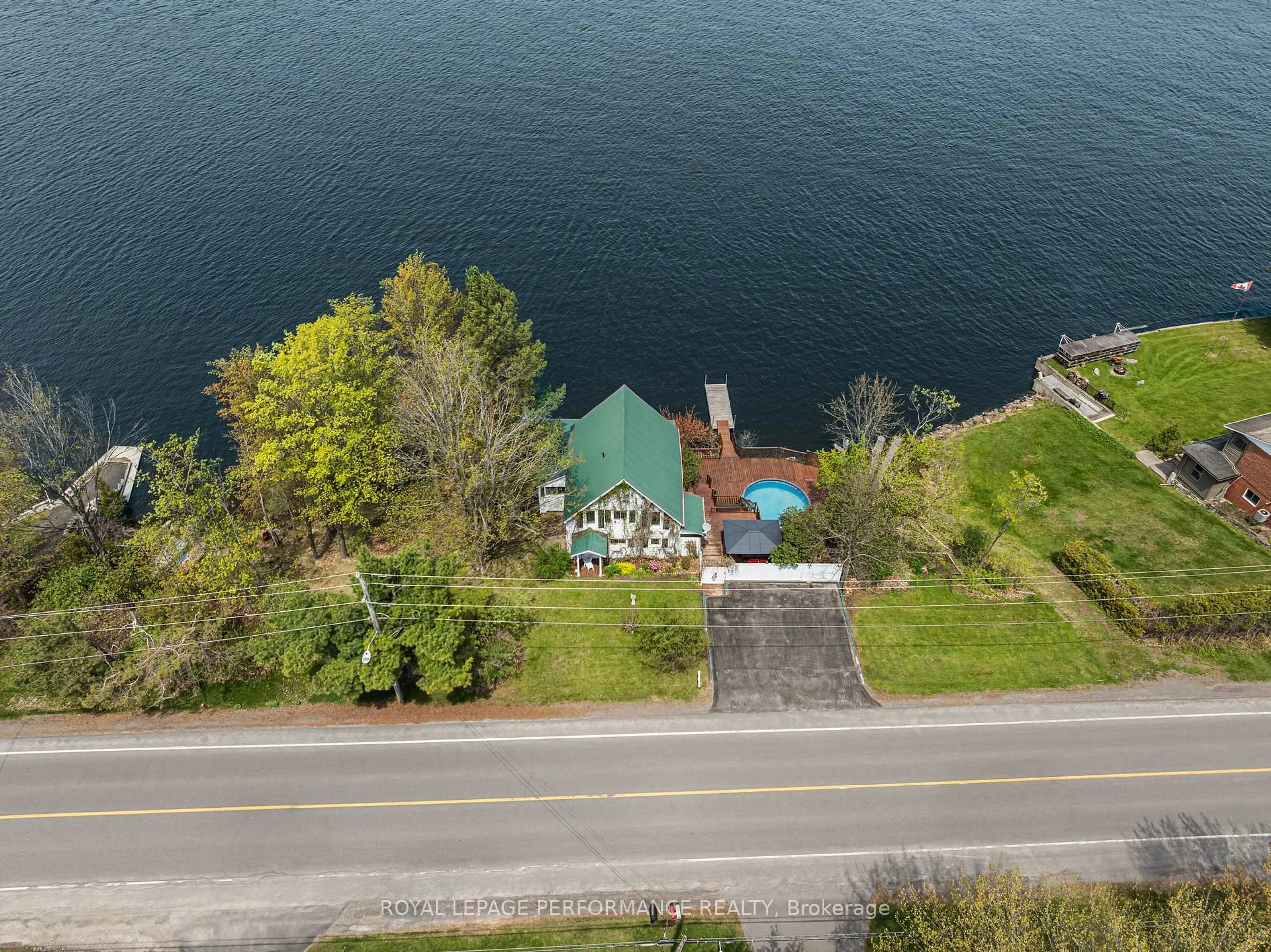 A pic from outside/outdoor area/front of a property/back of a property/a pic from drone, water/lake/river/ocean view for 186 Front Rd, Champlain Ontario K0B 1K0