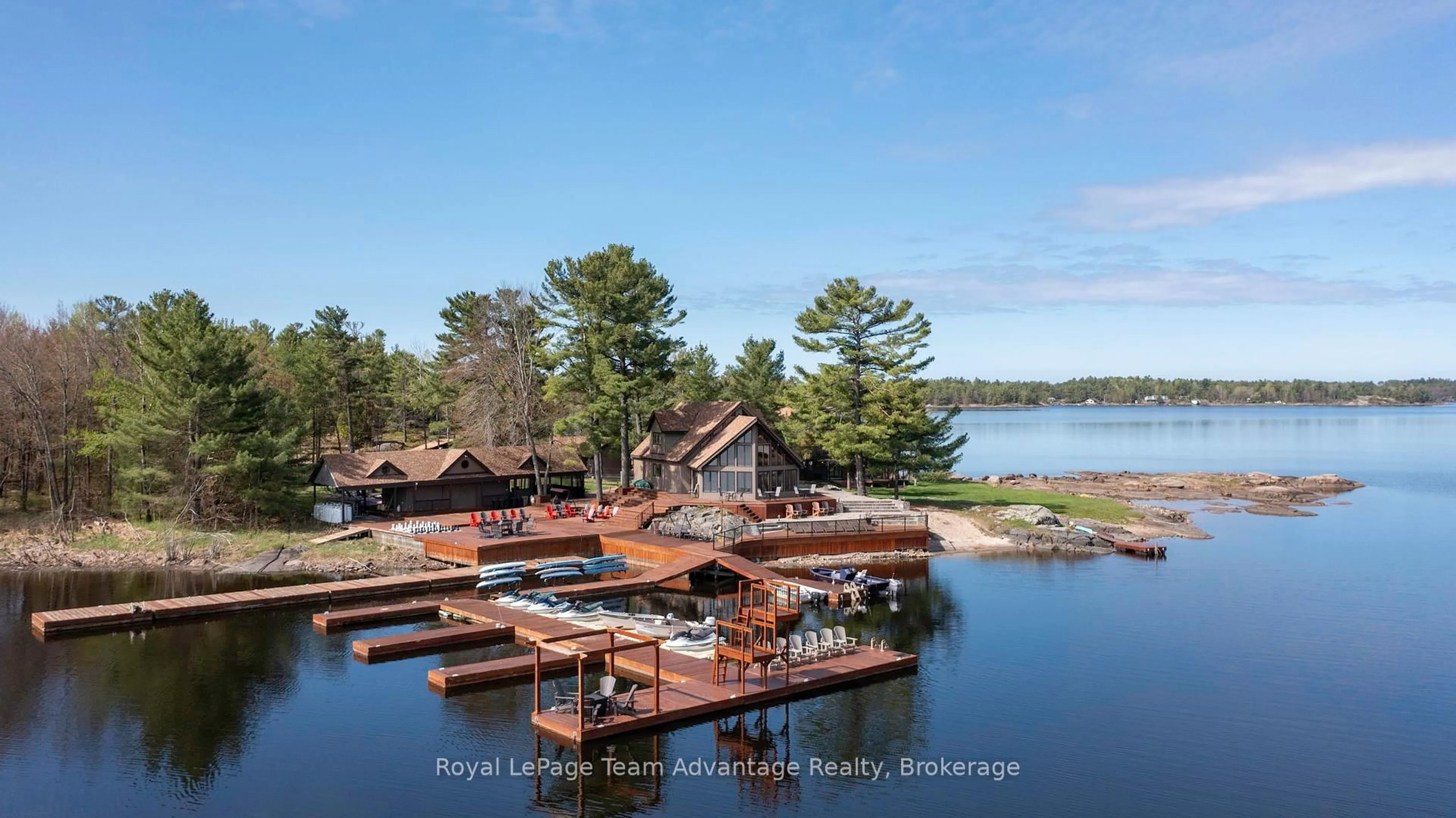 A pic from outside/outdoor area/front of a property/back of a property/a pic from drone, water/lake/river/ocean view for 3 A20 Island, The Archipelago Ontario P0G 1K0