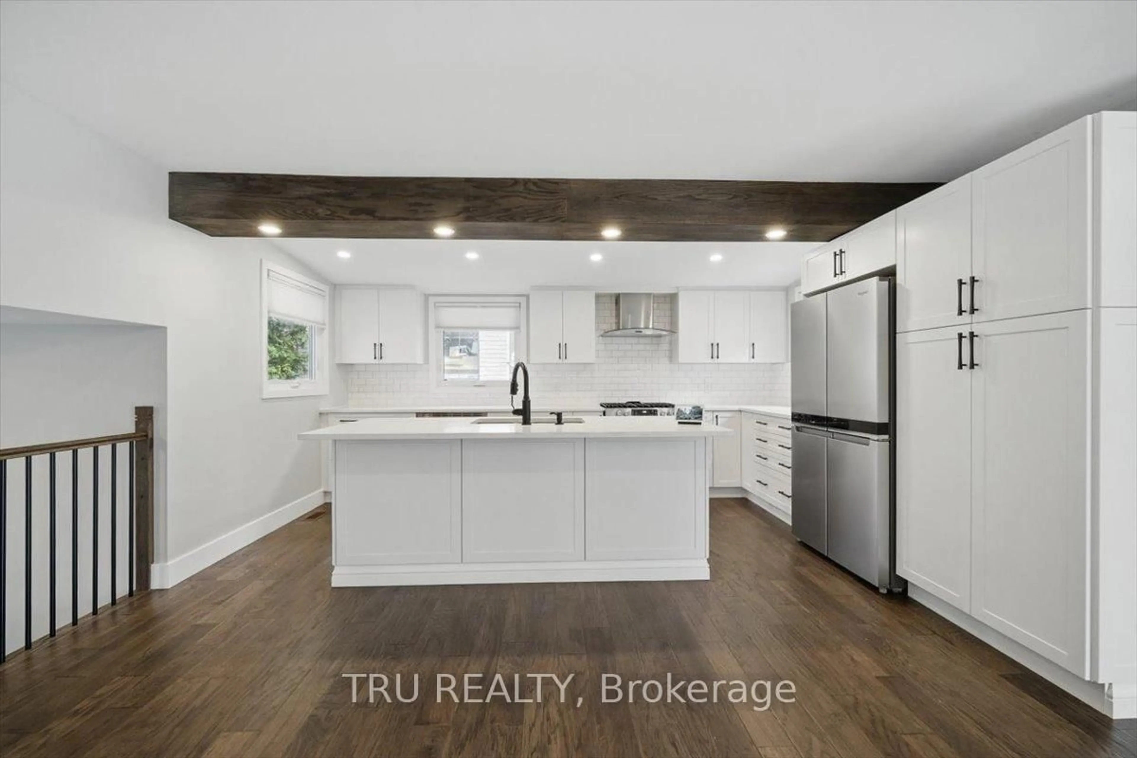 Open concept kitchen, ceramic/tile floor for 2114 Balharrie Ave, Ottawa Ontario K1G 1G5
