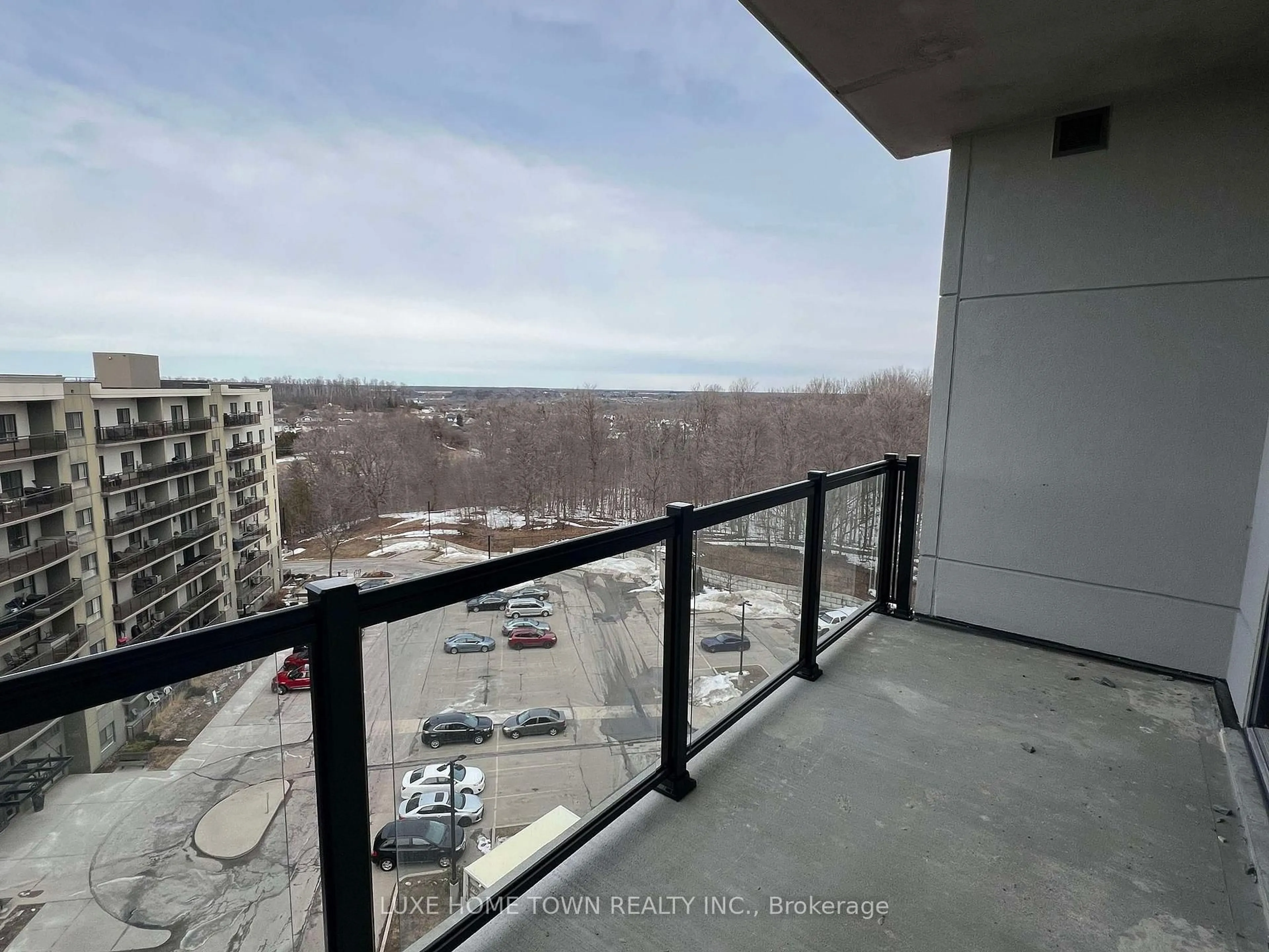 Balcony in the apartment, city buildings view from balcony for 1000 Lackner Pl #606, Kitchener Ontario N2A 0L9