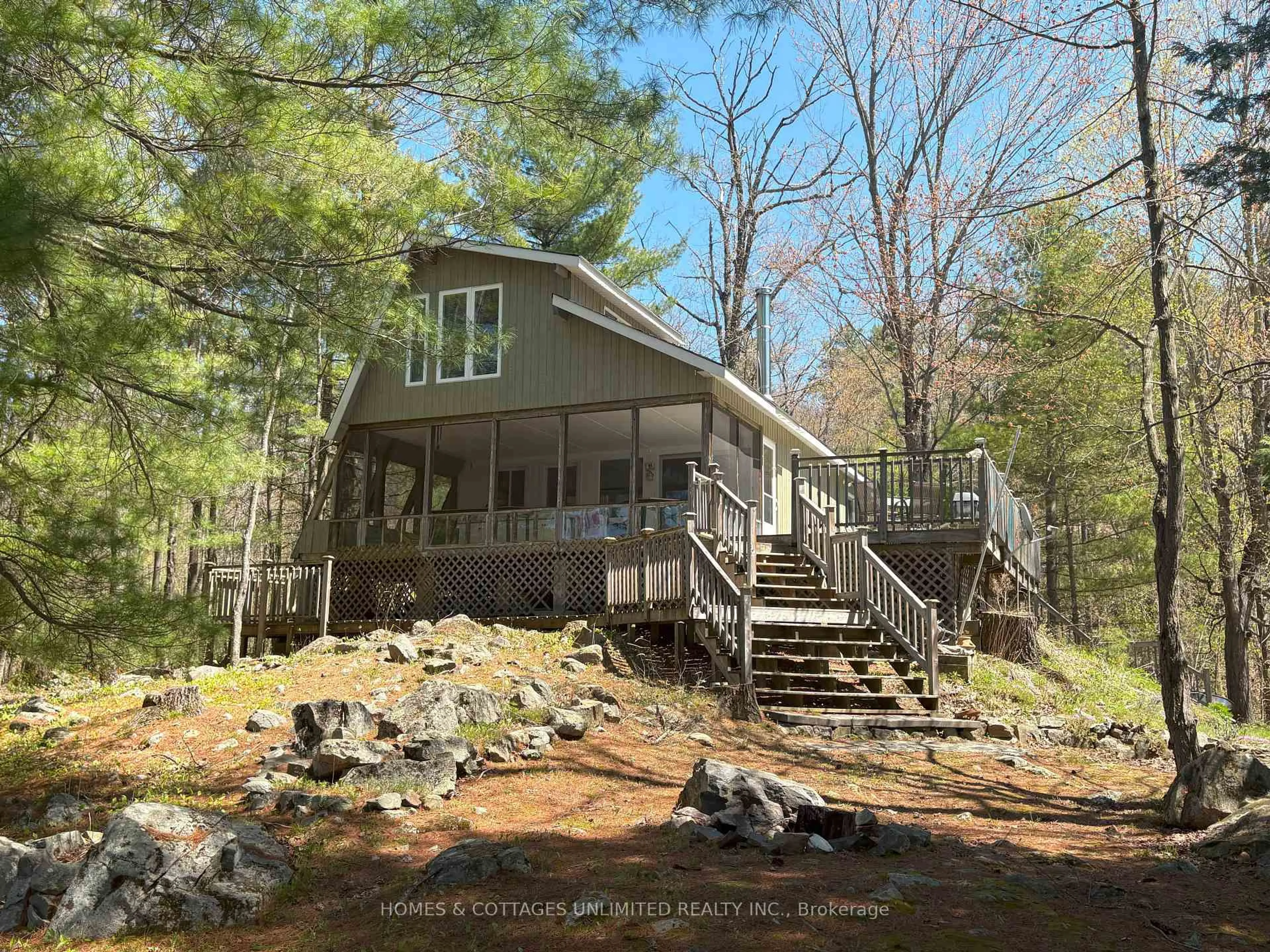A pic from outside/outdoor area/front of a property/back of a property/a pic from drone, water/lake/river/ocean view for 12 Stone Hill Junction Rd, Greater Madawaska Ontario K0H 0G0