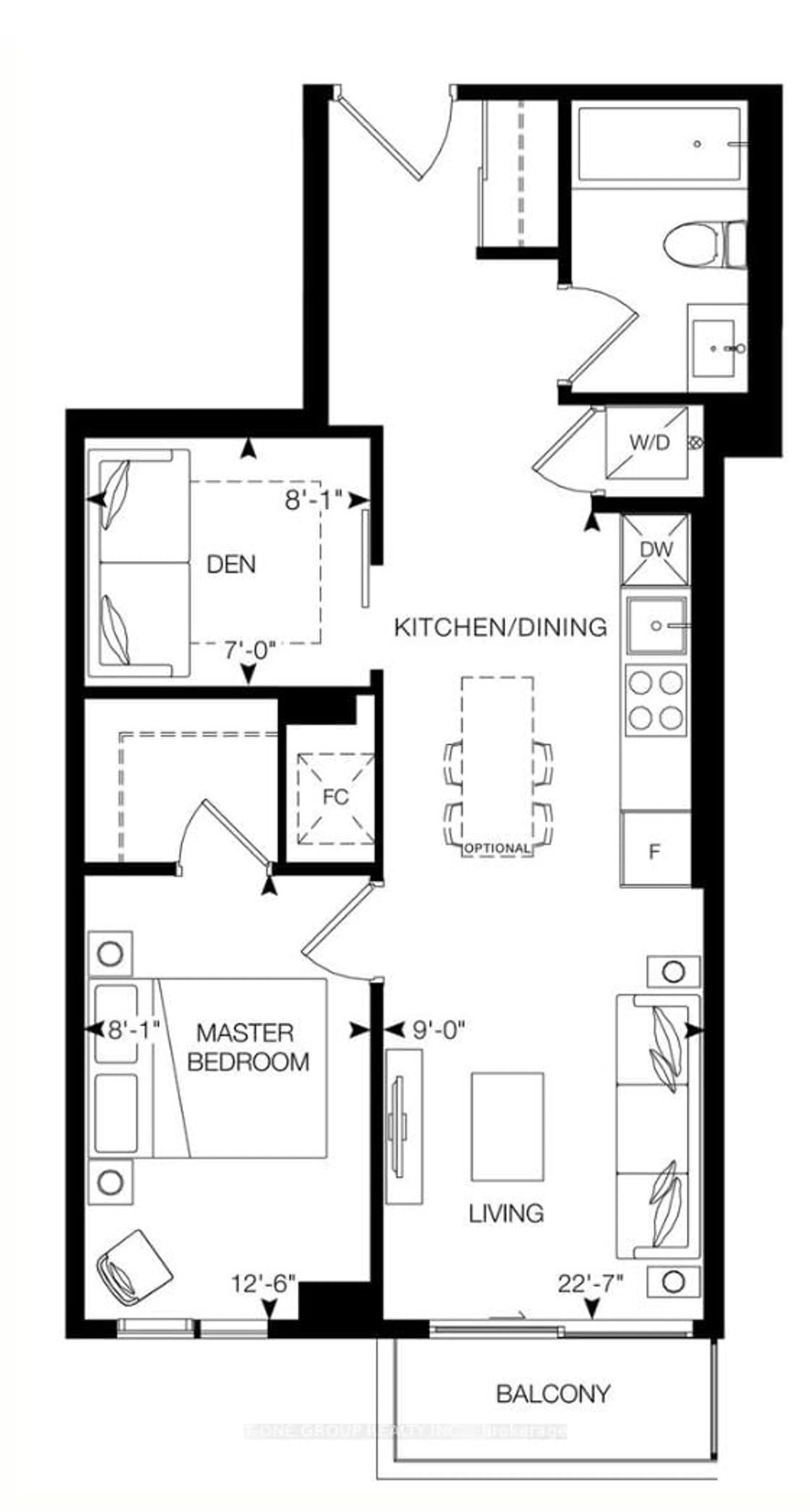 Floor plan for 1 Jarvis St #910, Hamilton Ontario L8R 3J2