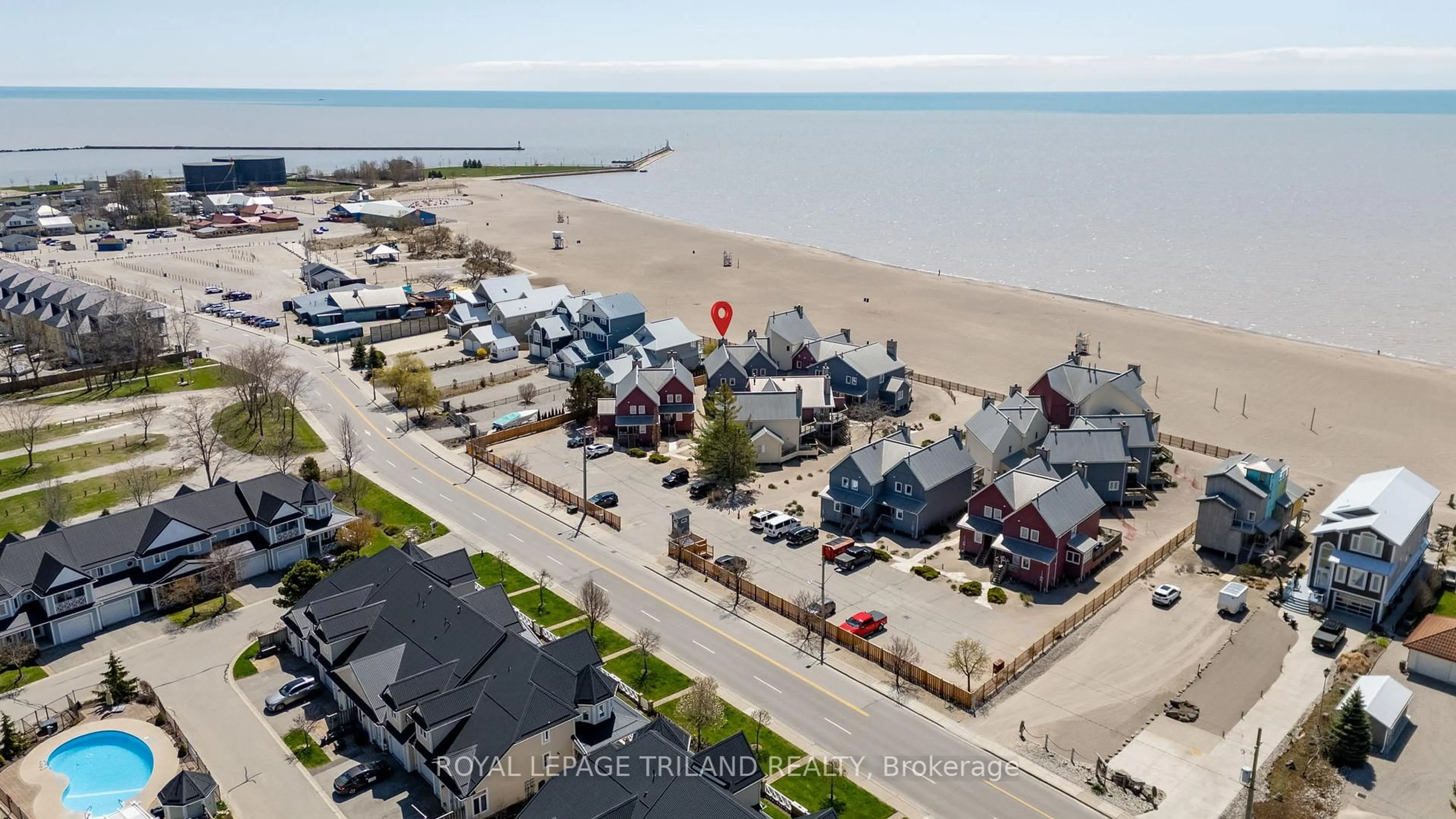A pic from outside/outdoor area/front of a property/back of a property/a pic from drone, water/lake/river/ocean view for 374 Edith Cavell Blvd #3, Central Elgin Ontario N5L 1E5
