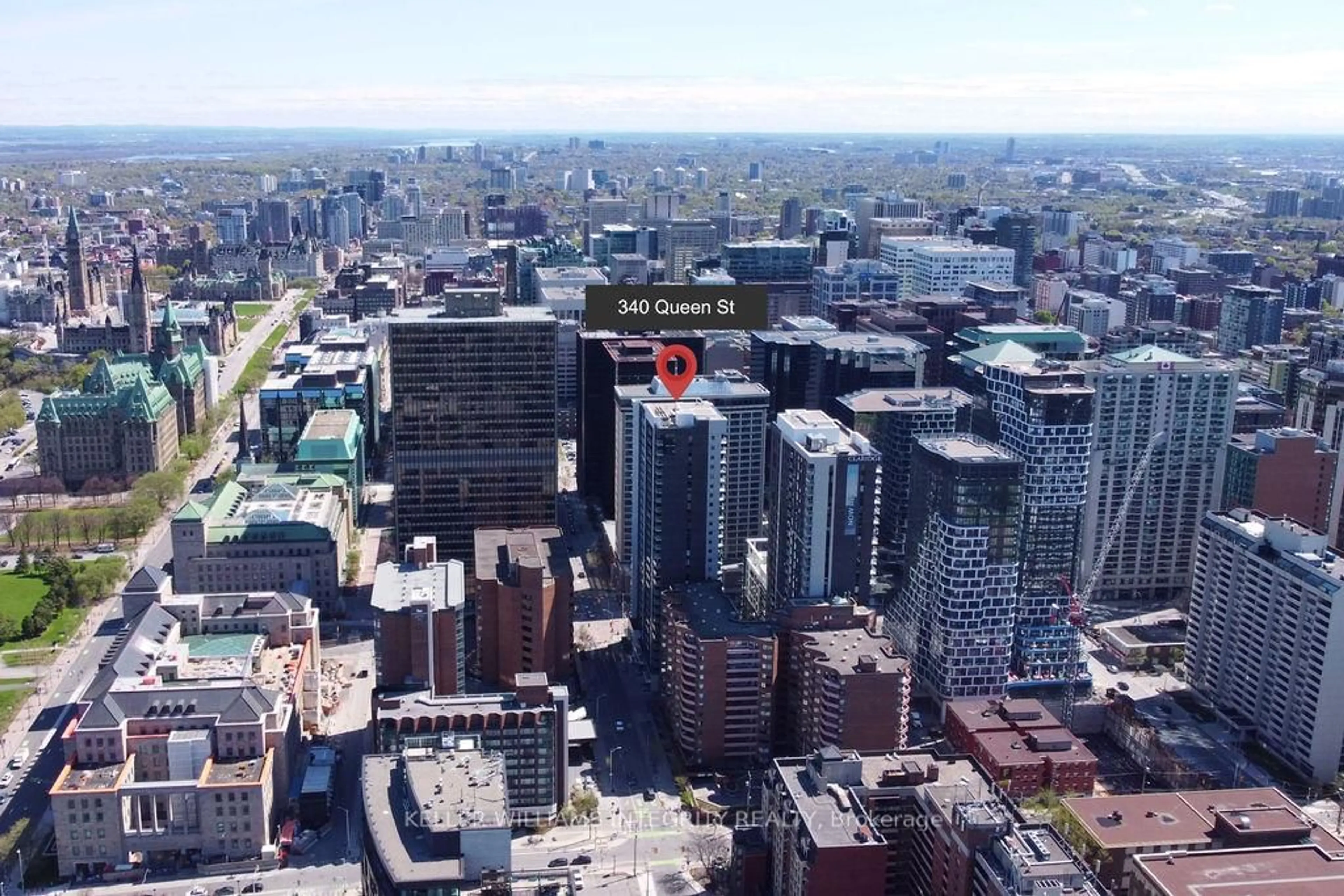 A pic from outside/outdoor area/front of a property/back of a property/a pic from drone, city buildings view from balcony for 340 Queen St #2009, Ottawa Ontario K1R 0G1