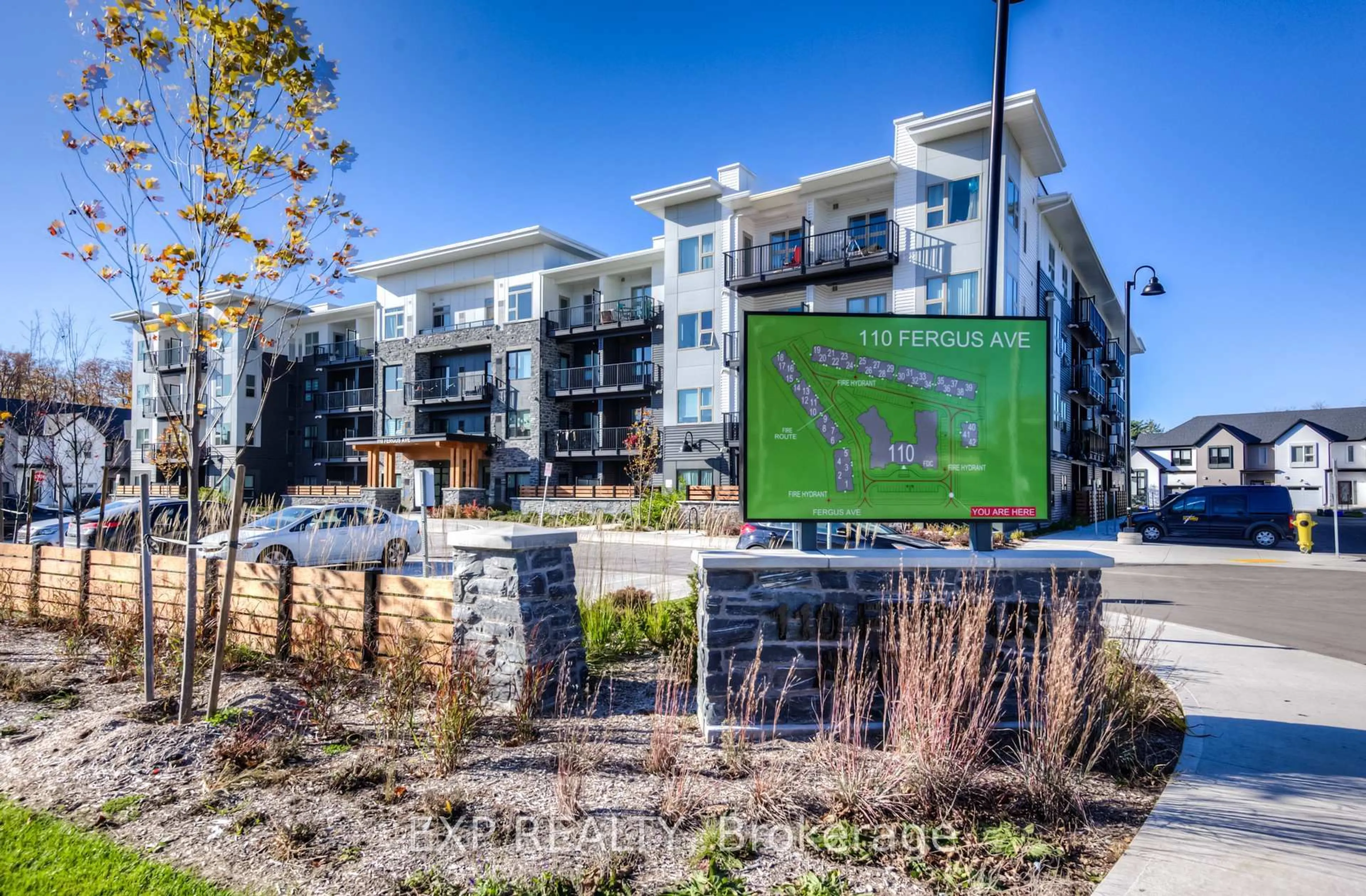 A pic from outside/outdoor area/front of a property/back of a property/a pic from drone, mountain view for 110 Fergus Ave #420, Kitchener Ontario N2A 2H2
