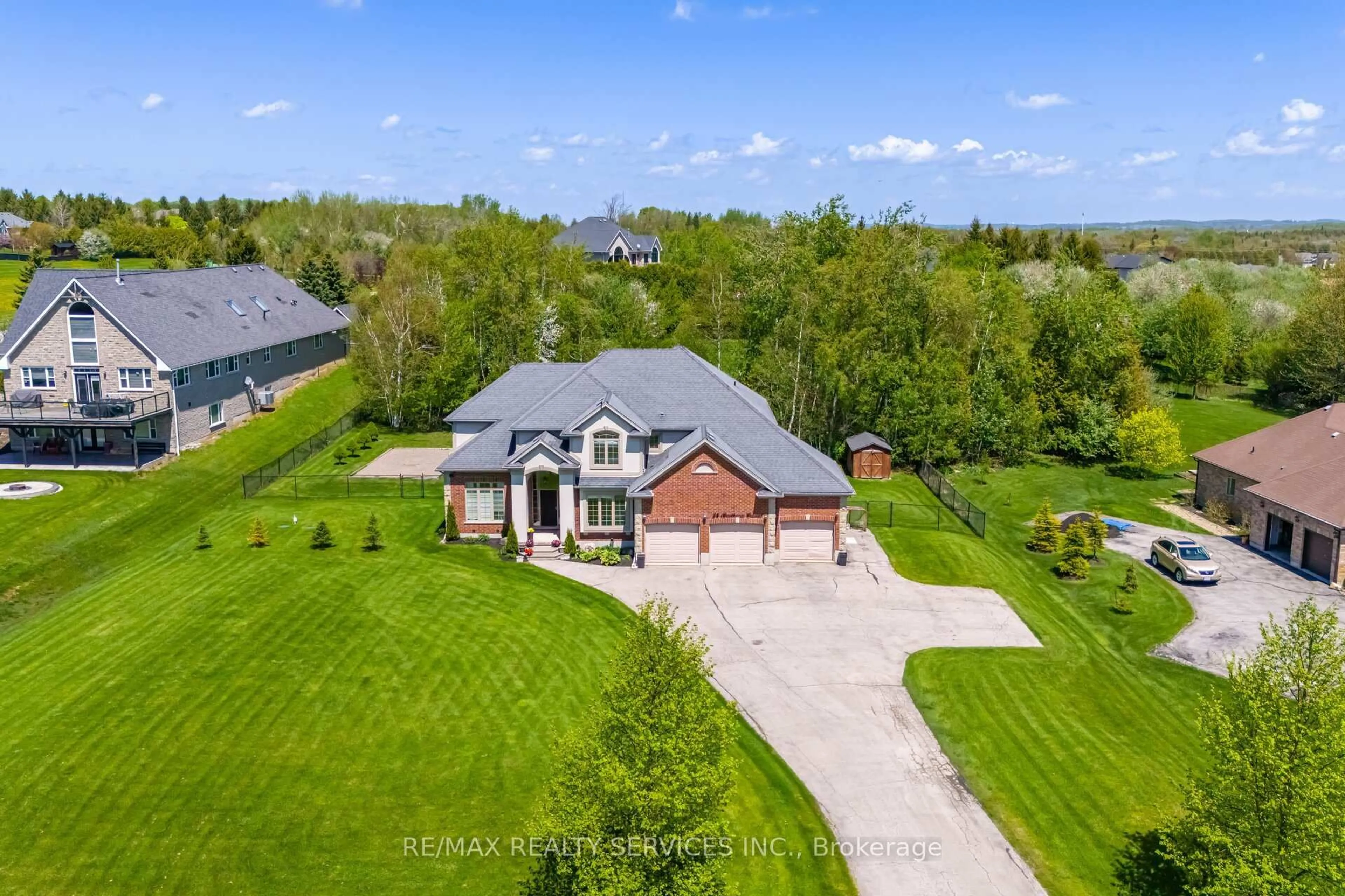 A pic from outside/outdoor area/front of a property/back of a property/a pic from drone, water/lake/river/ocean view for 24 Brookhaven Cres, East Garafraxa Ontario L9W 7L9