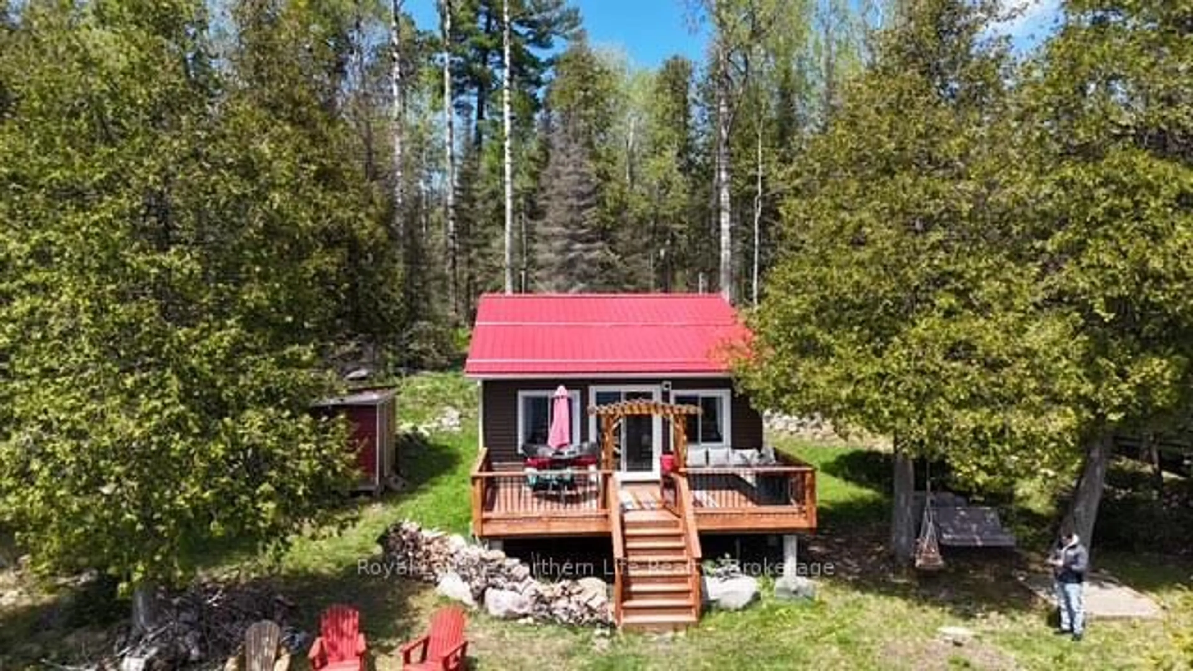 A pic from outside/outdoor area/front of a property/back of a property/a pic from drone, forest/trees view for 166 Lake Temagami Island 27 Island, Temagami Ontario P0H 2H0