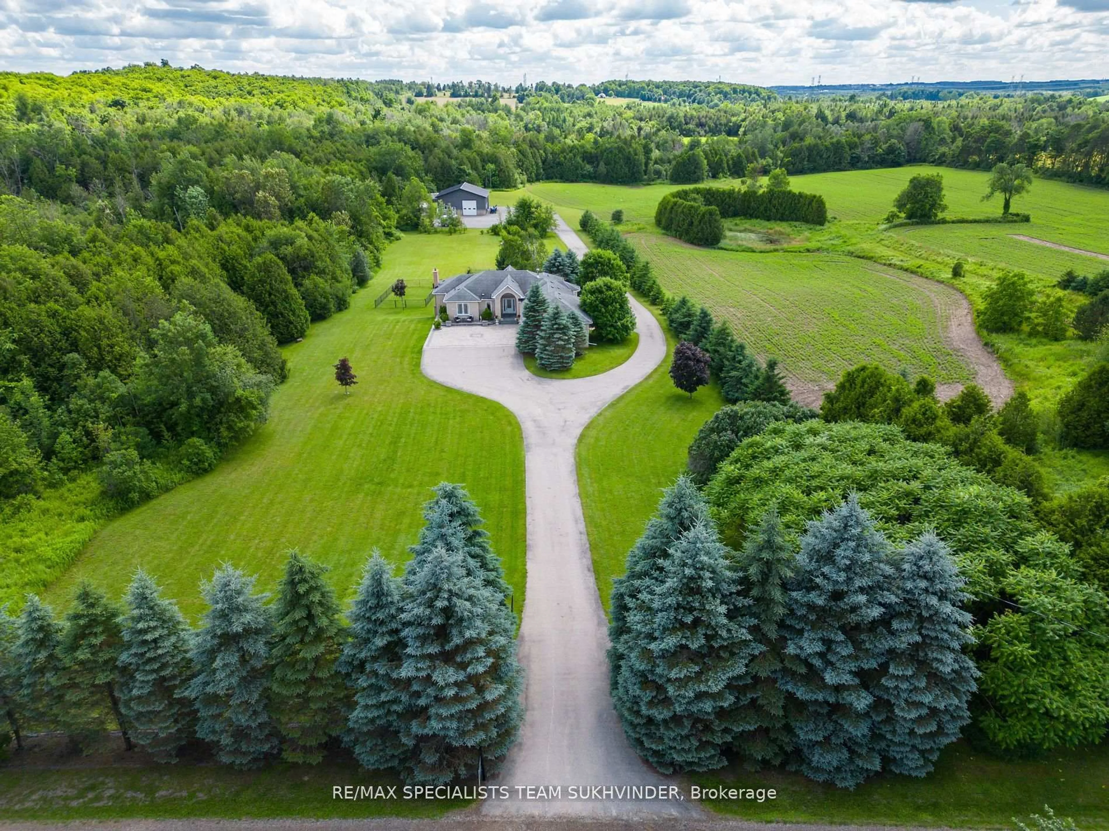A pic from outside/outdoor area/front of a property/back of a property/a pic from drone, forest/trees view for 5224 6th Line, Erin Ontario L7J 2L8