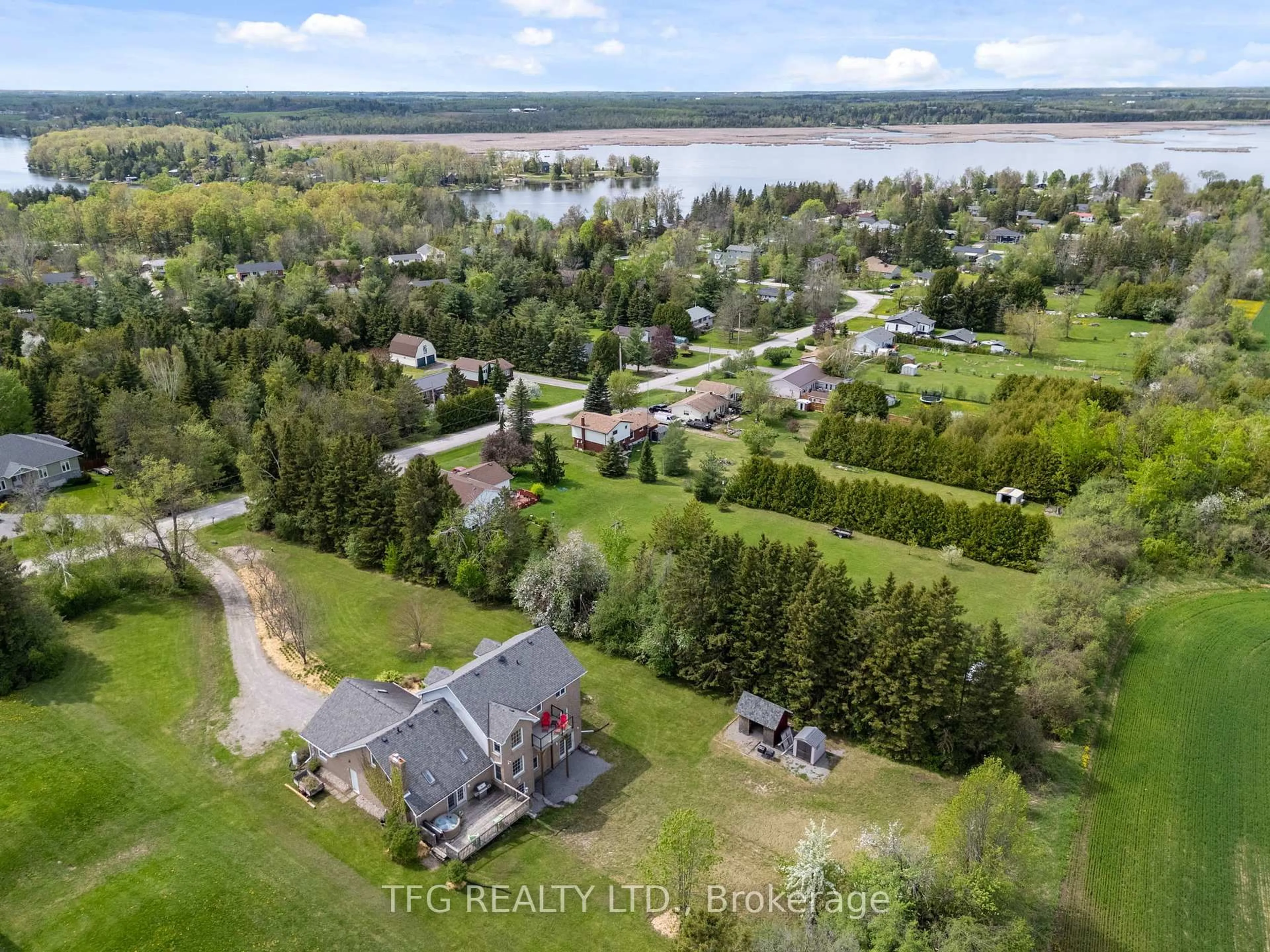 A pic from outside/outdoor area/front of a property/back of a property/a pic from drone, water/lake/river/ocean view for 41 Grandview Dr, Kawartha Lakes Ontario K0L 2W0