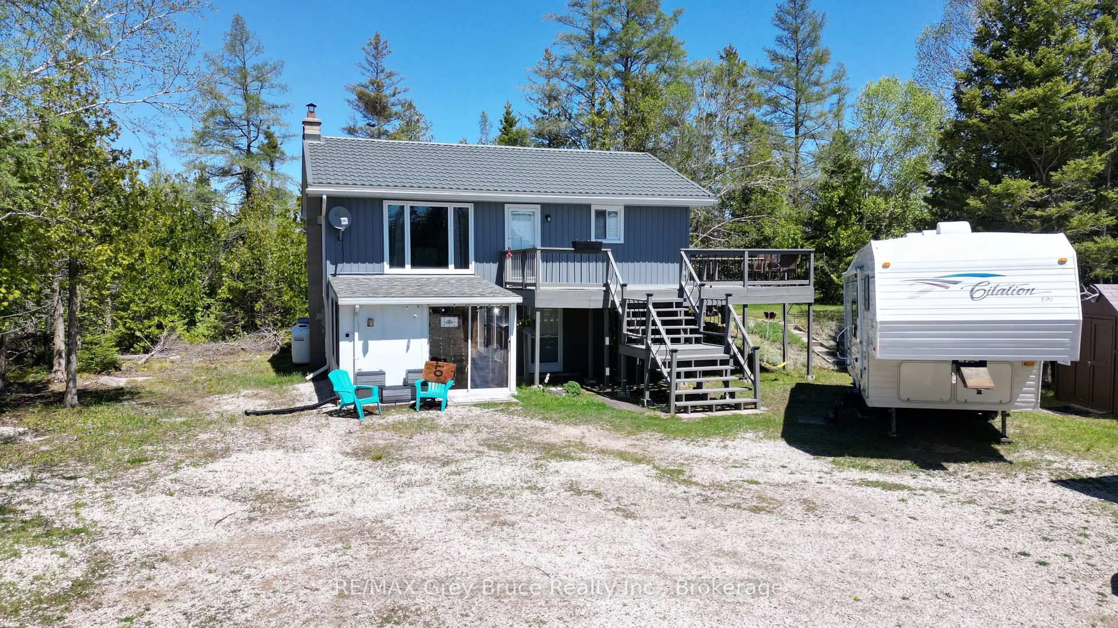 A pic from outside/outdoor area/front of a property/back of a property/a pic from drone, water/lake/river/ocean view for 46 Youngblood Rd, Northern Bruce Peninsula Ontario N0H 1Z0