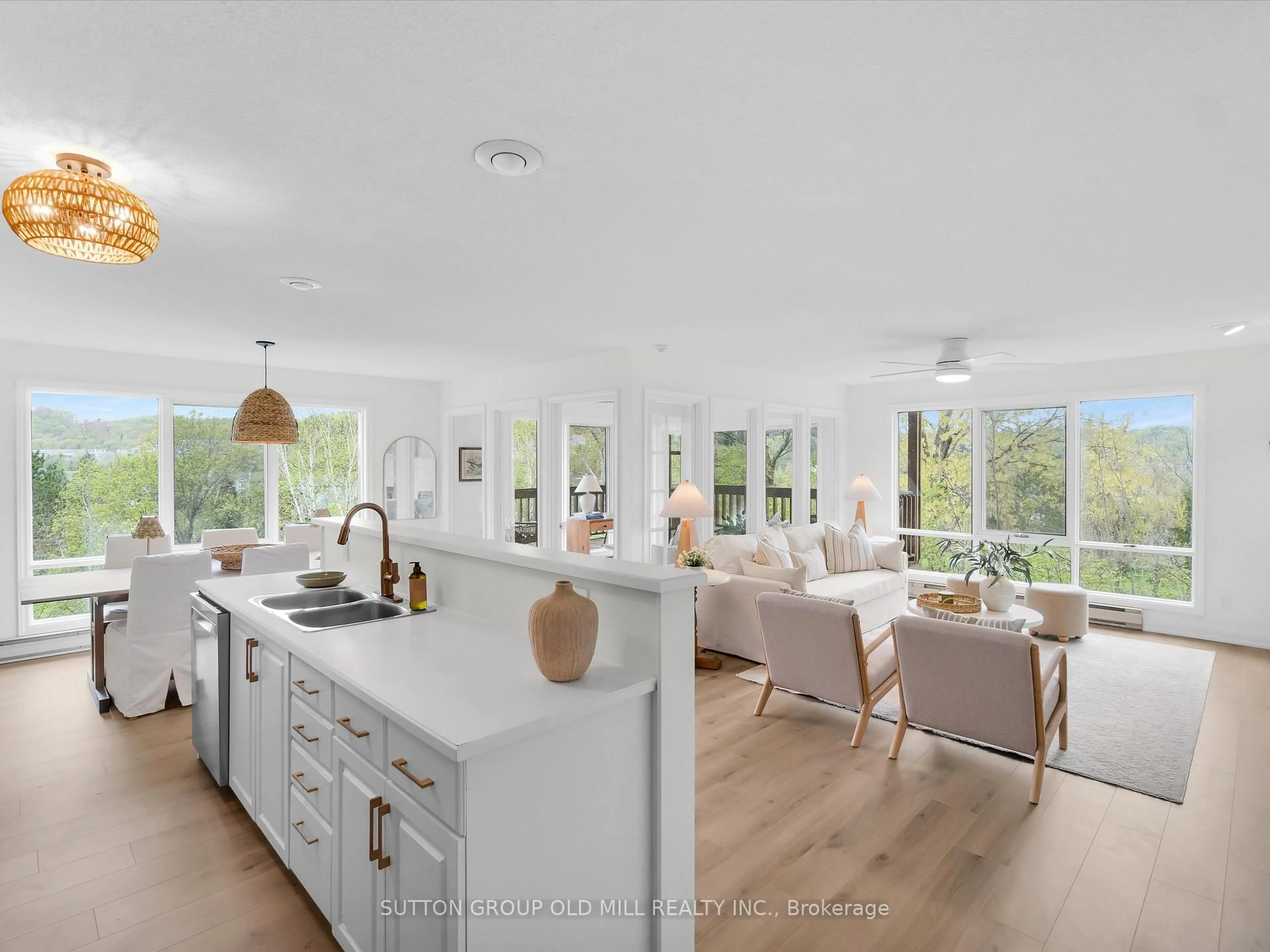 Open concept kitchen, ceramic/tile floor for 26 Deerhurst Dr #203, Huntsville Ontario P1H 1A9