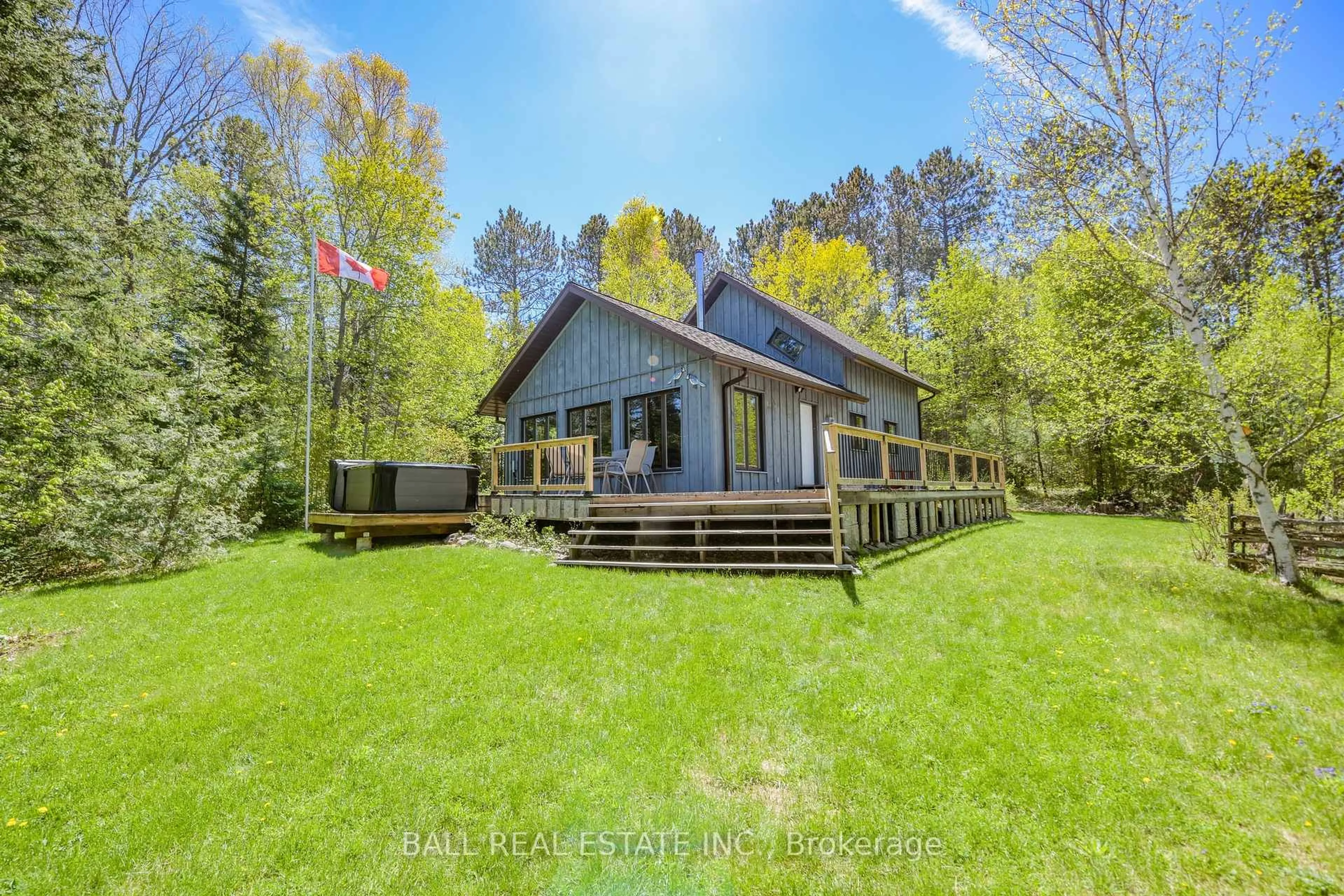 A pic from outside/outdoor area/front of a property/back of a property/a pic from drone, water/lake/river/ocean view for 6262 Hay Lake Rd, South Algonquin Ontario K0J 2M0
