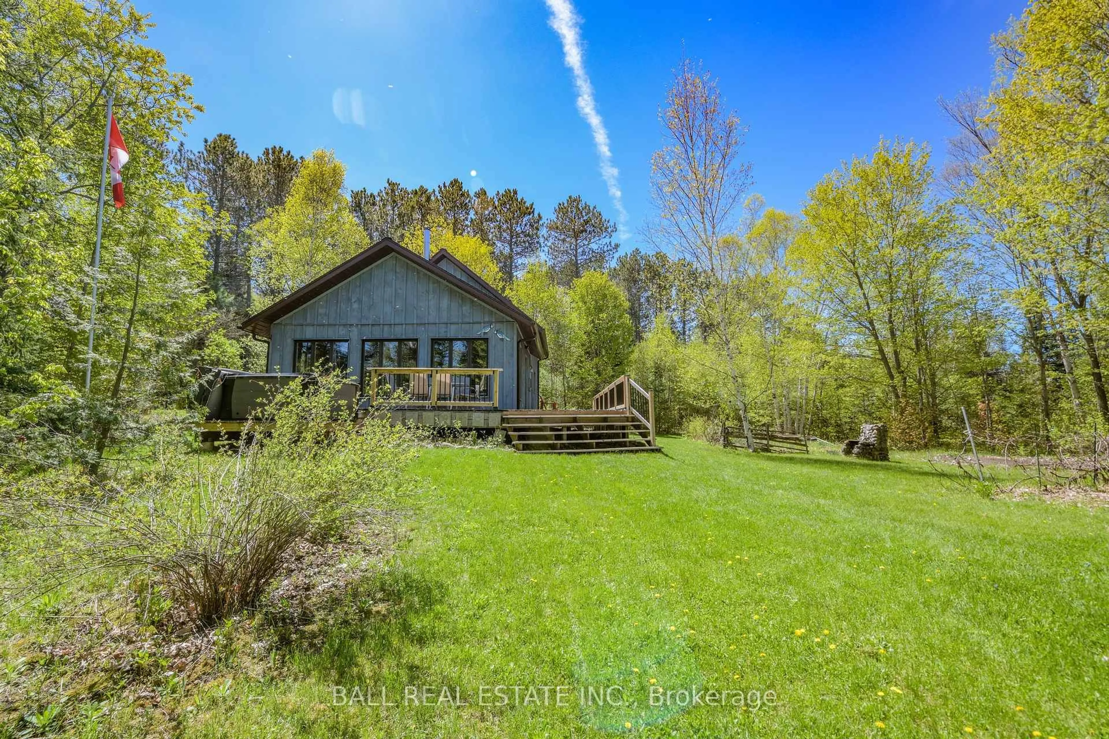 A pic from outside/outdoor area/front of a property/back of a property/a pic from drone, forest/trees view for 6262 Hay Lake Rd, South Algonquin Ontario K0J 2M0