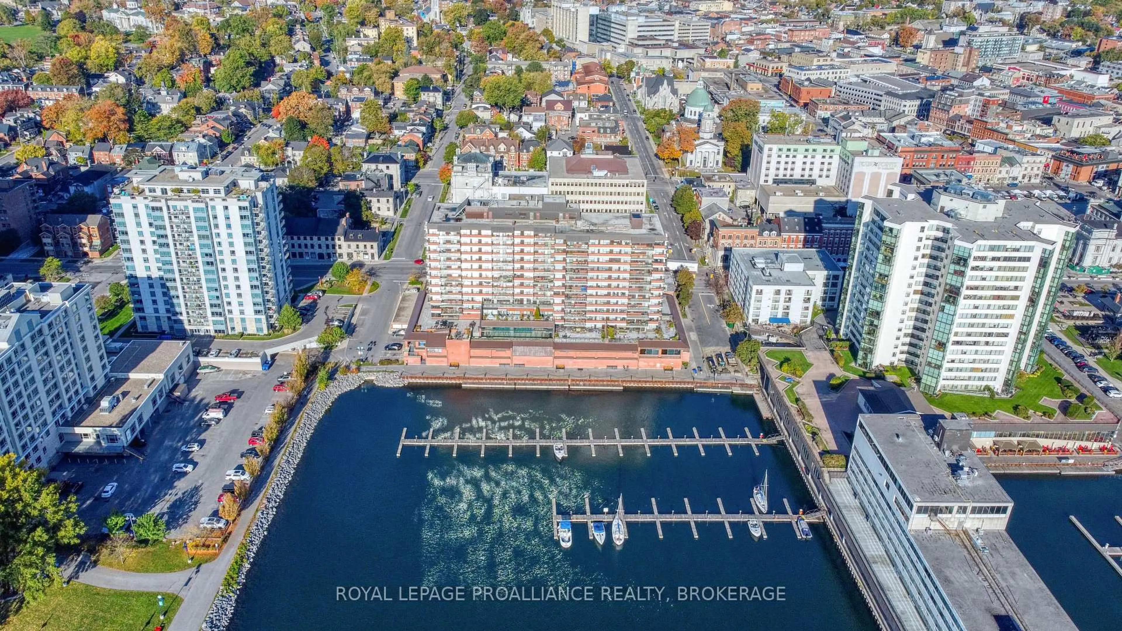 A pic from outside/outdoor area/front of a property/back of a property/a pic from drone, water/lake/river/ocean view for 165 ONTARIO St #702, Kingston Ontario K7L 2Y6