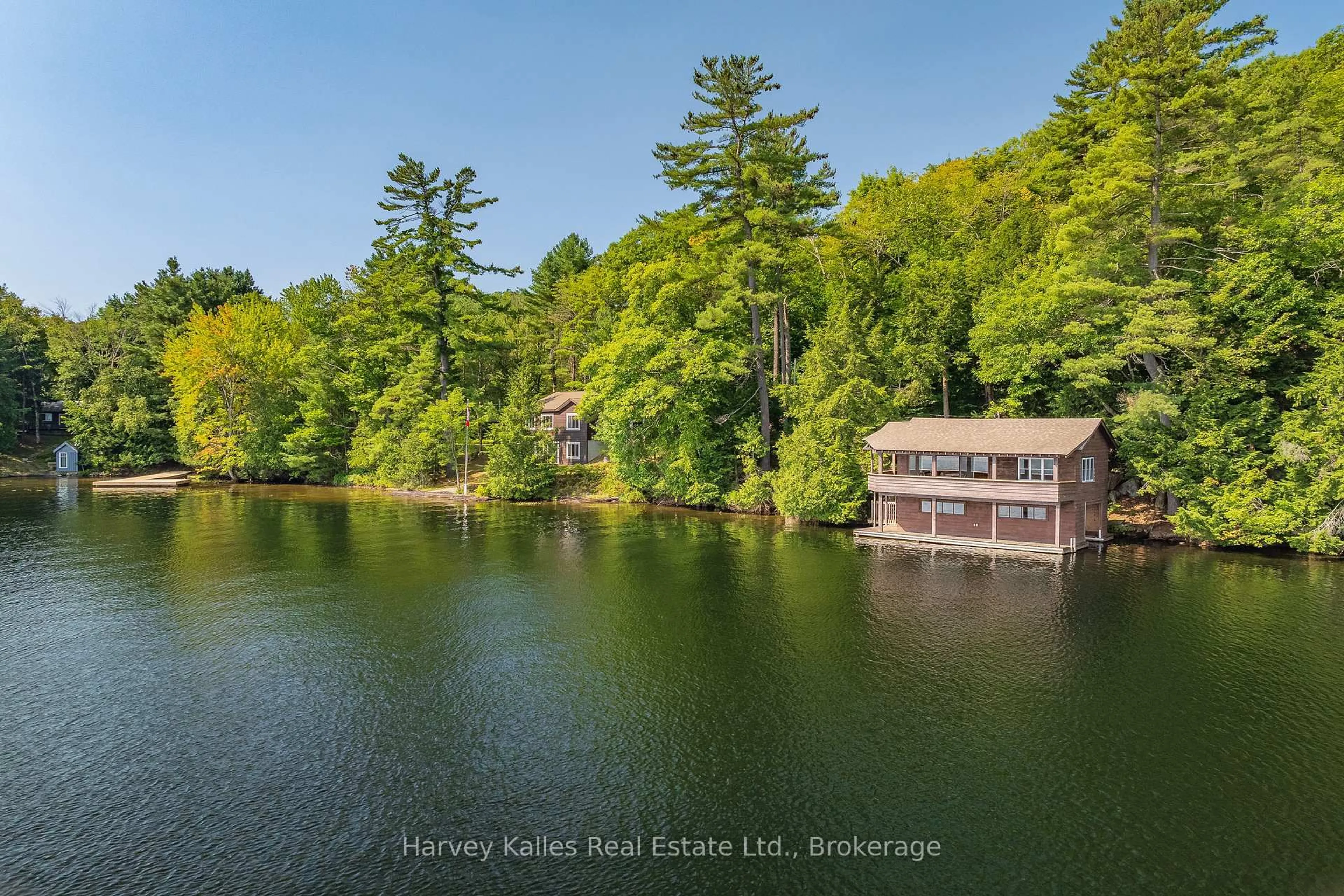 A pic from outside/outdoor area/front of a property/back of a property/a pic from drone, water/lake/river/ocean view for 23B Coons Rd, Seguin Ontario P0C 1J0