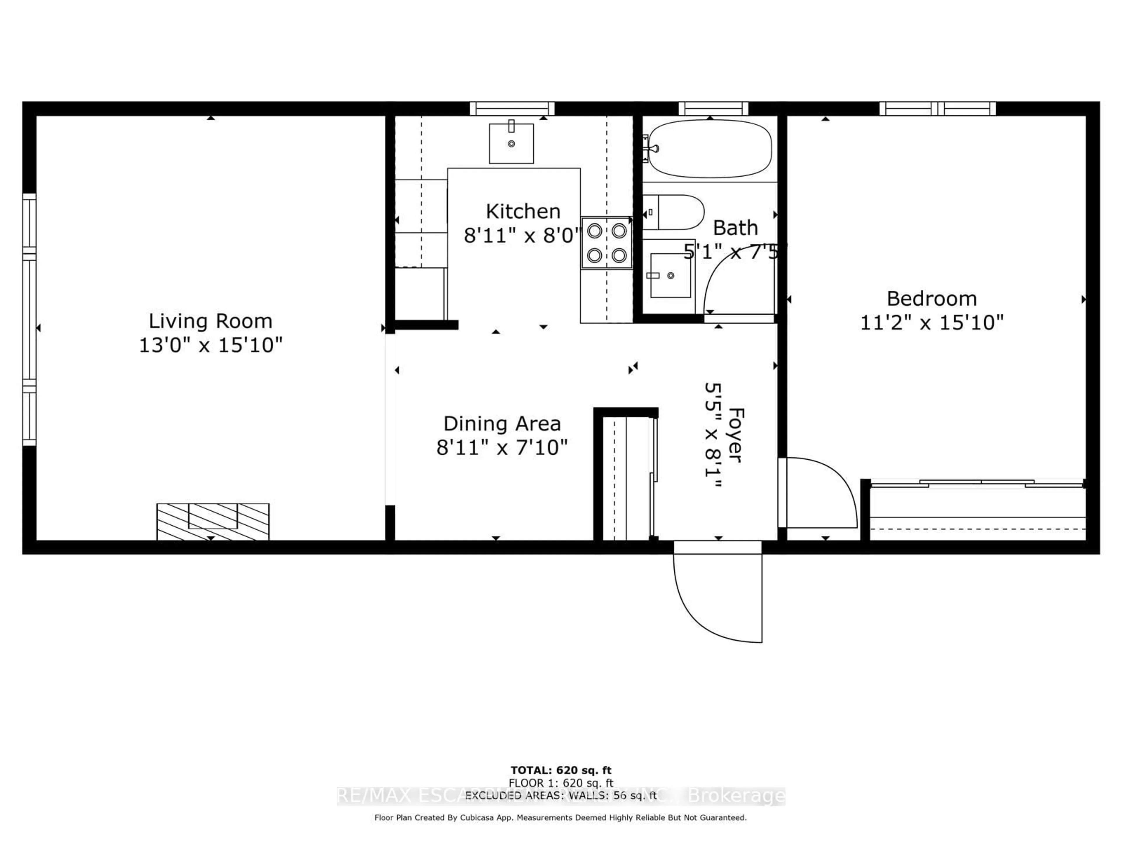 Floor plan for 836 Concession St #208, Hamilton Ontario L8V 1E2