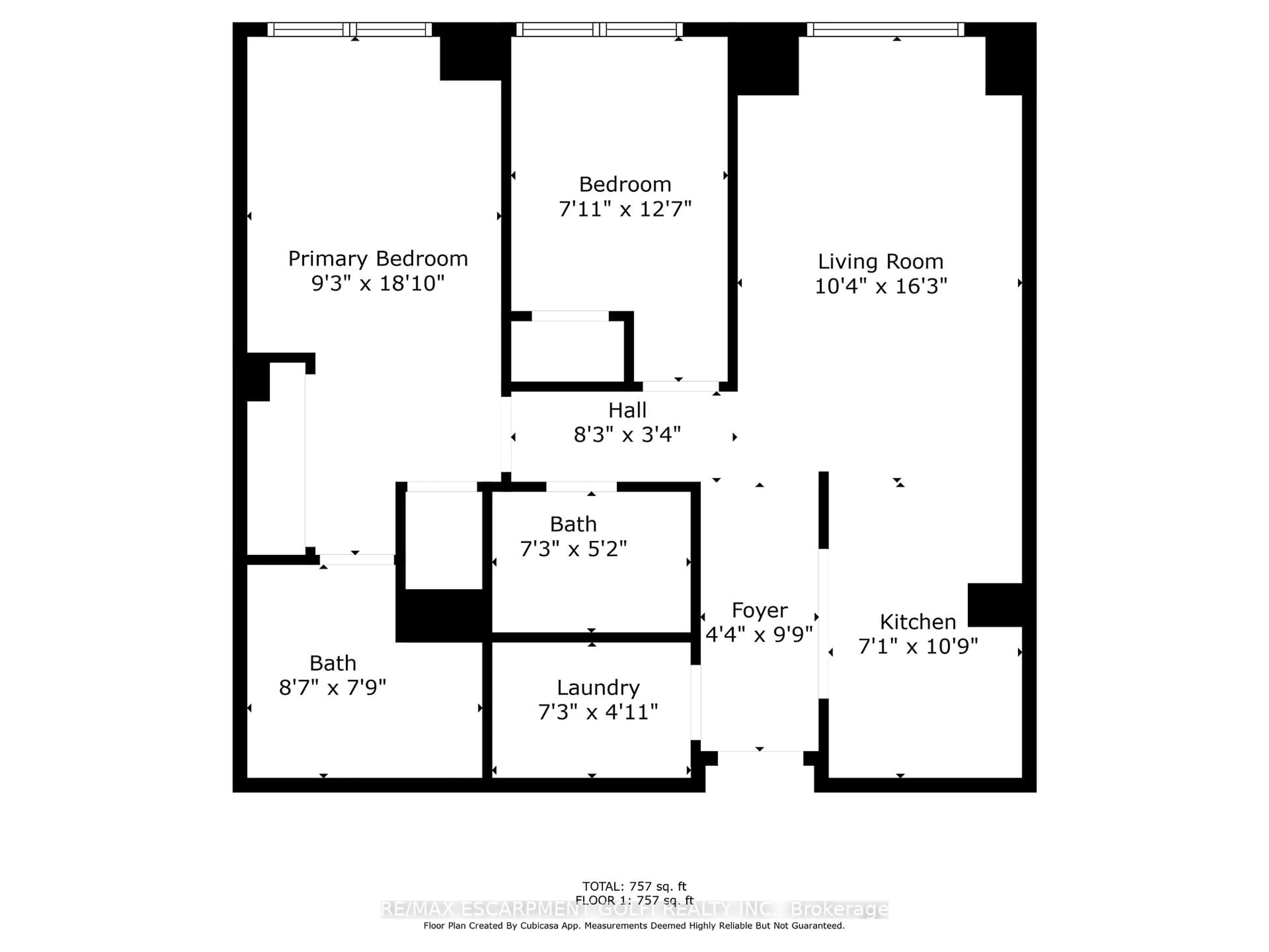 Floor plan for 135 James St #1206, Hamilton Ontario L8P 2Z6